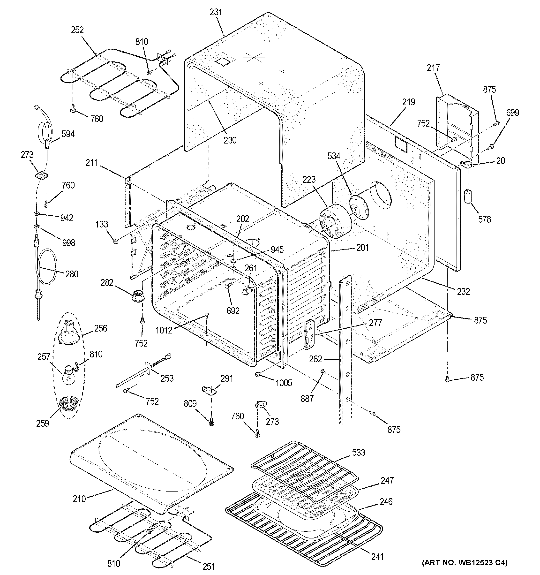 GE JT952BF8BB upper oven diagram