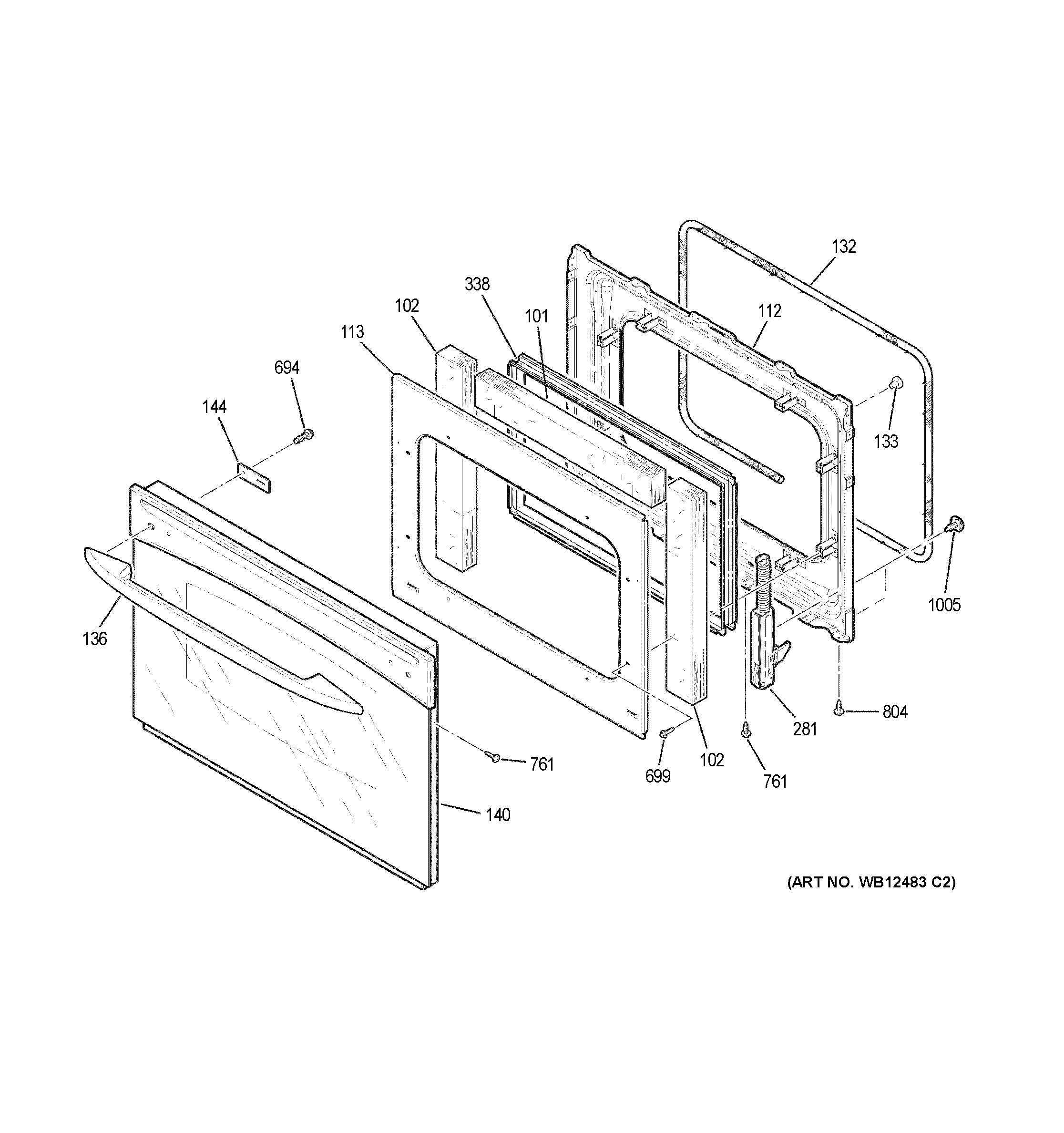 GE JT952BF8BB door diagram