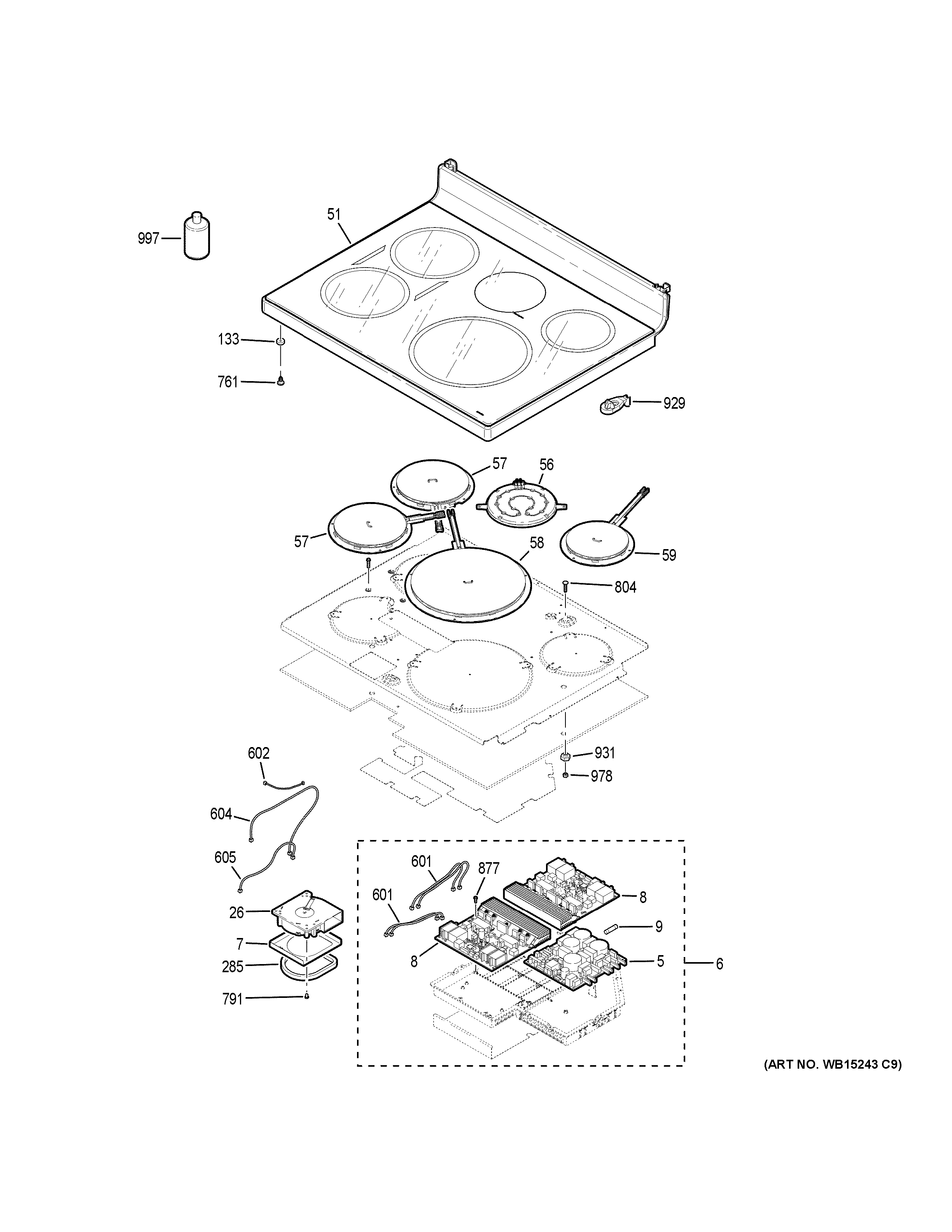 GE PHB920EJ7ES cooktop diagram