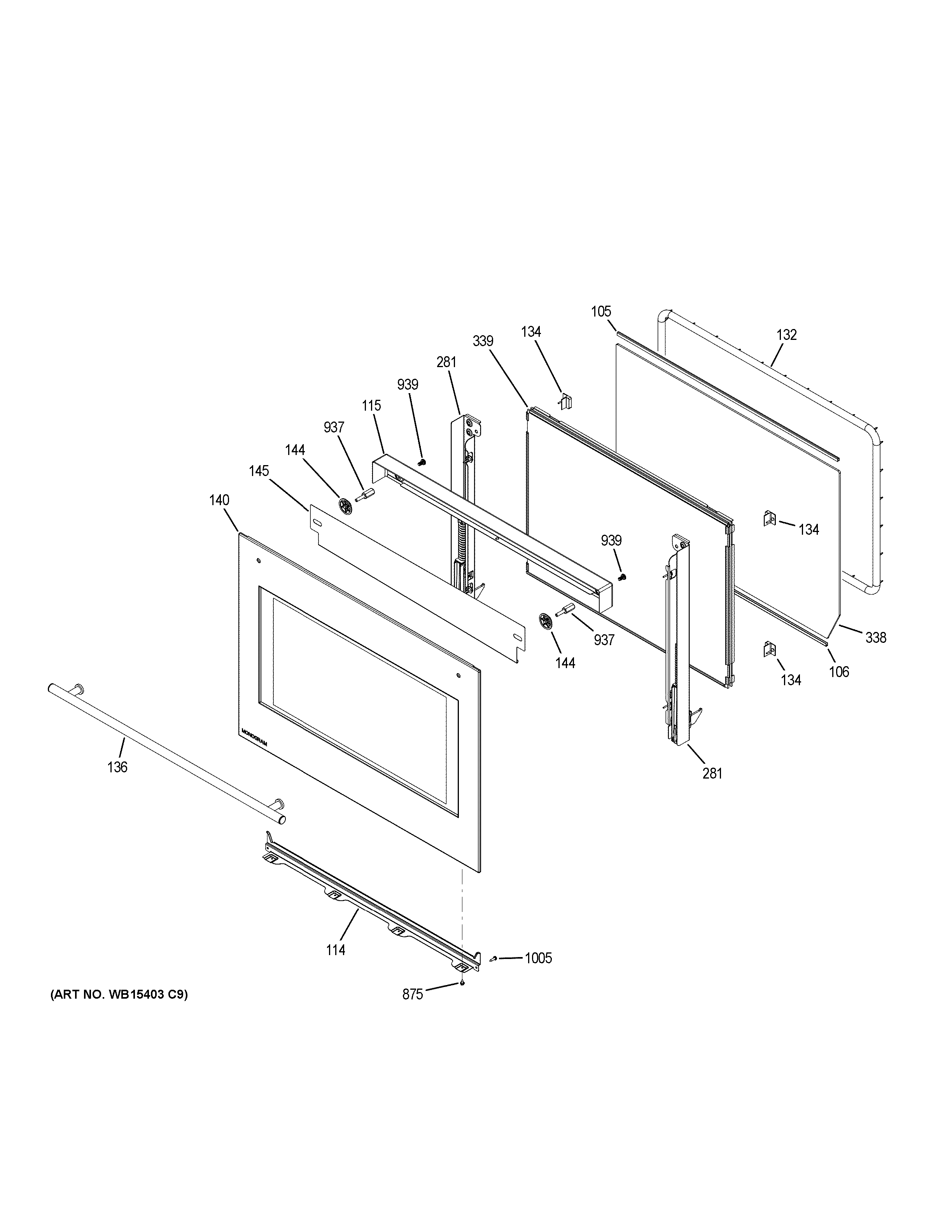 GE ZET2SH3SS upper door diagram