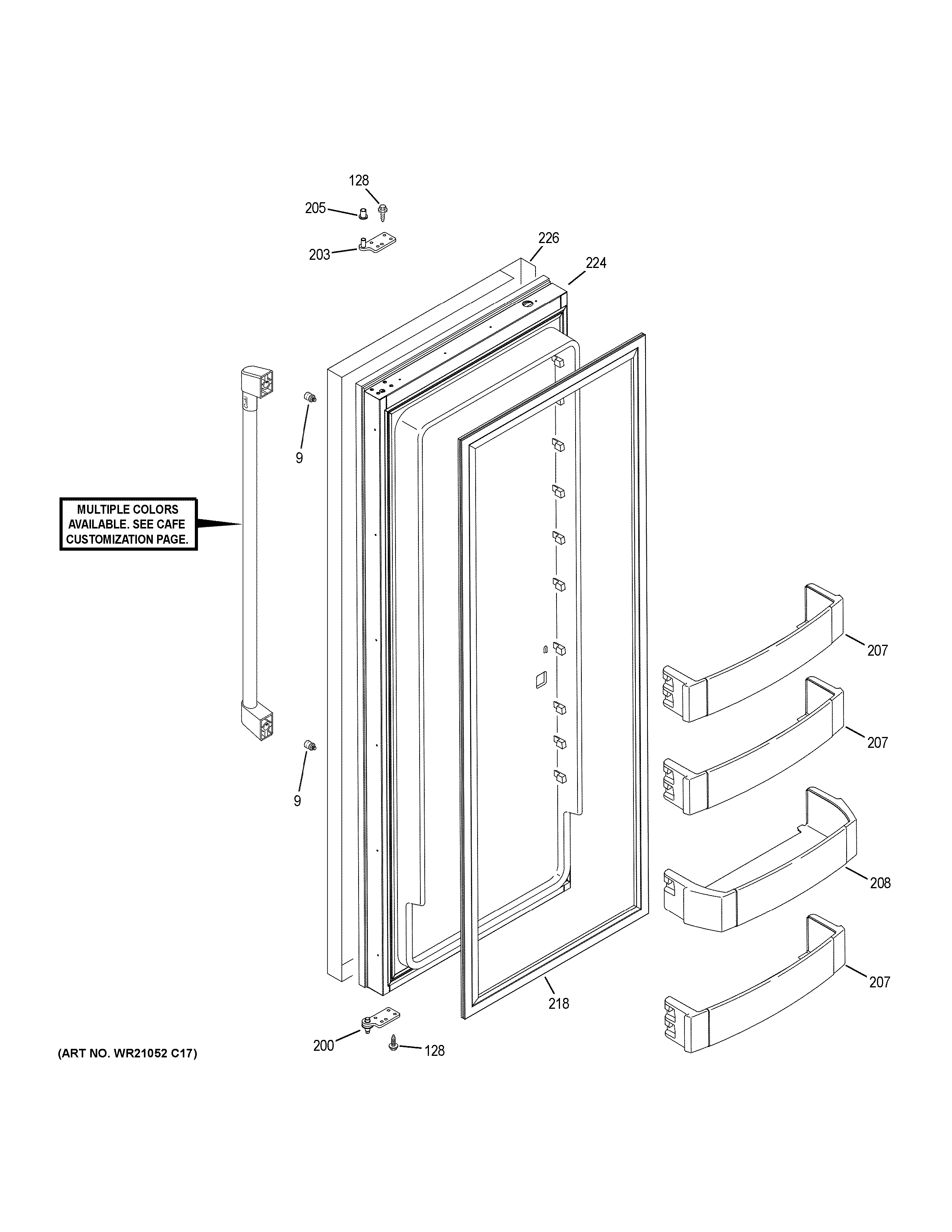 GE CSB48WP2NBS1 fresh food door diagram