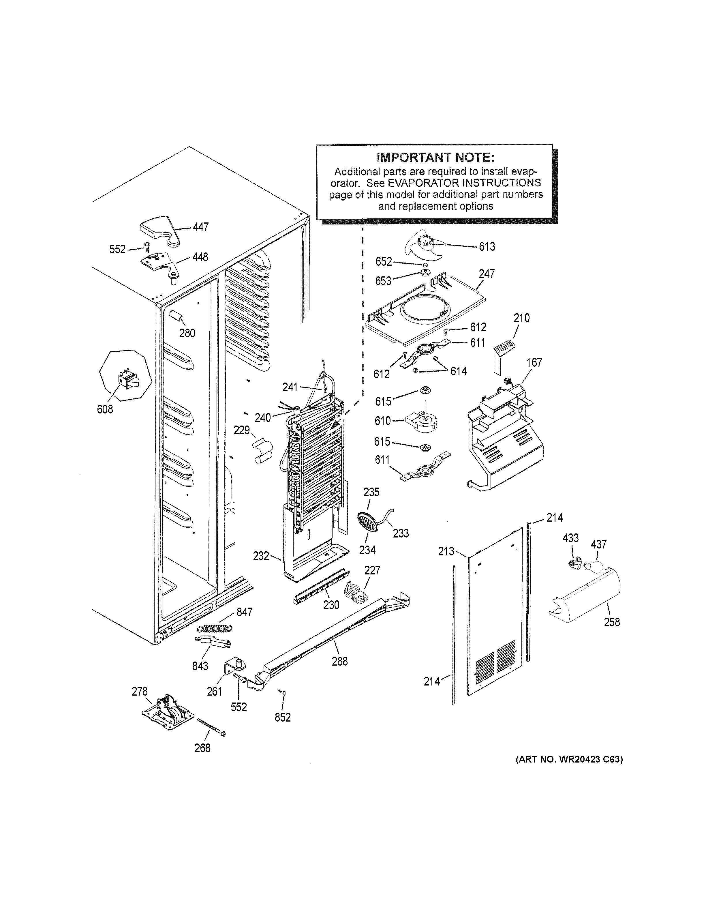 GE GSS25GSHHCSS freezer section diagram