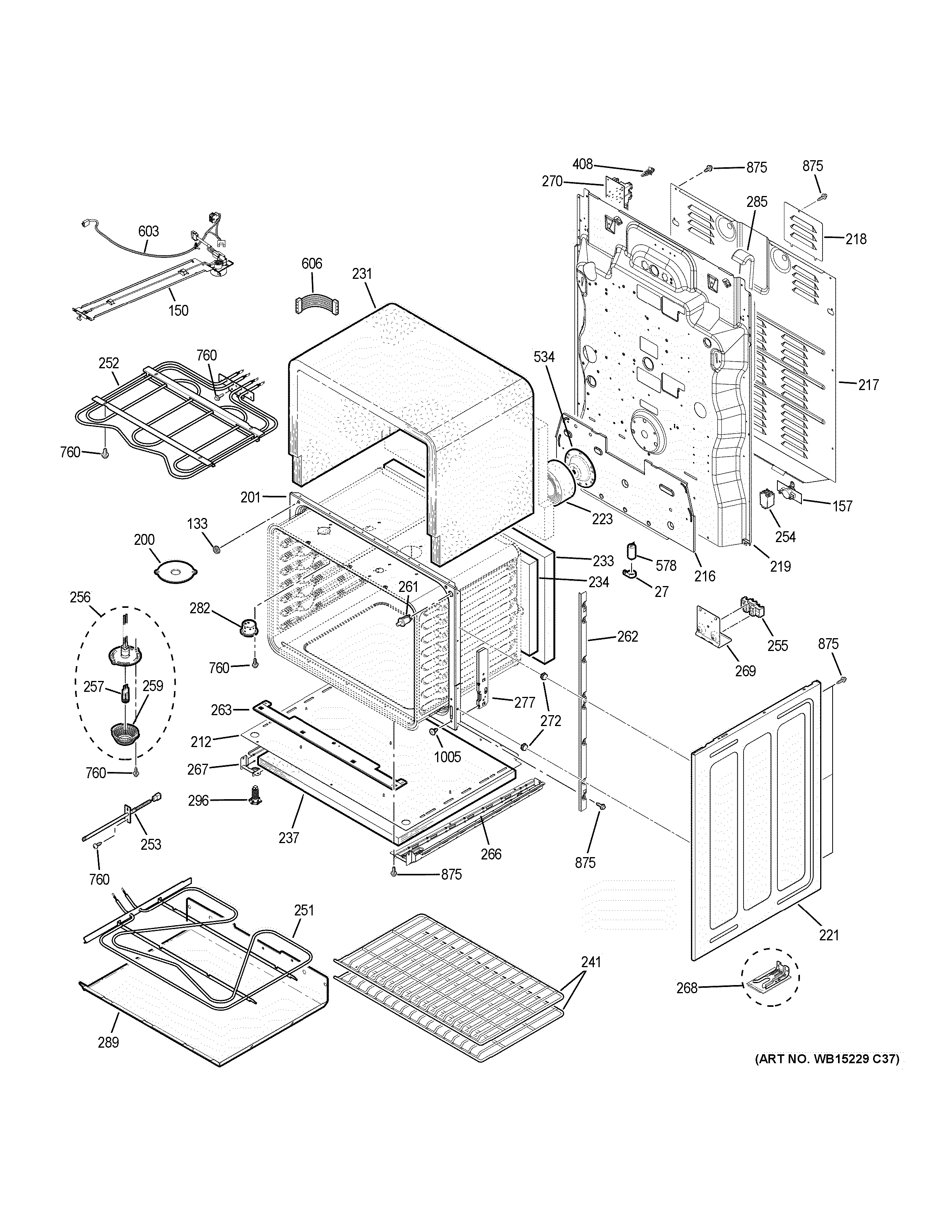 GE PB960EJ8ES lower oven diagram