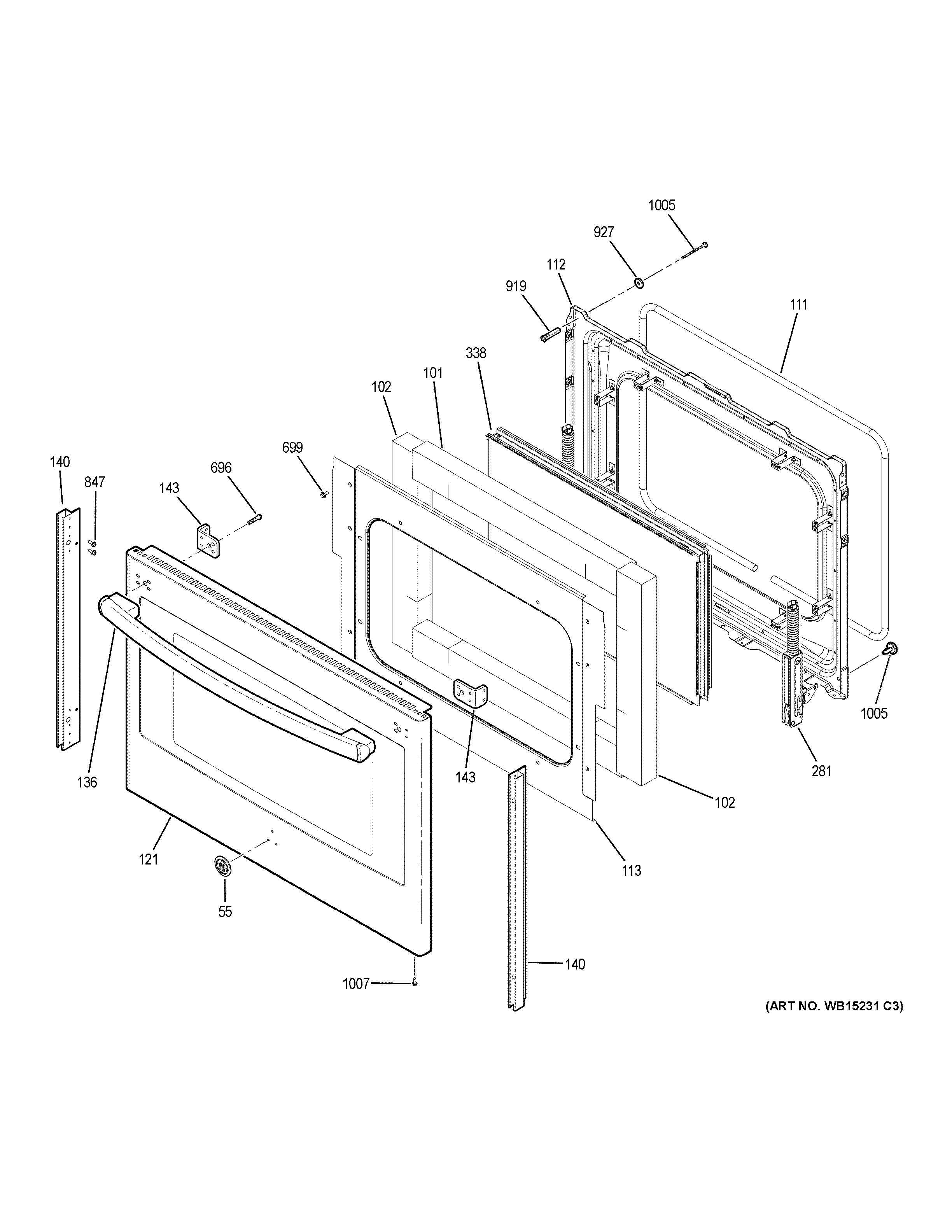 GE PB960BJ8TS lower door diagram