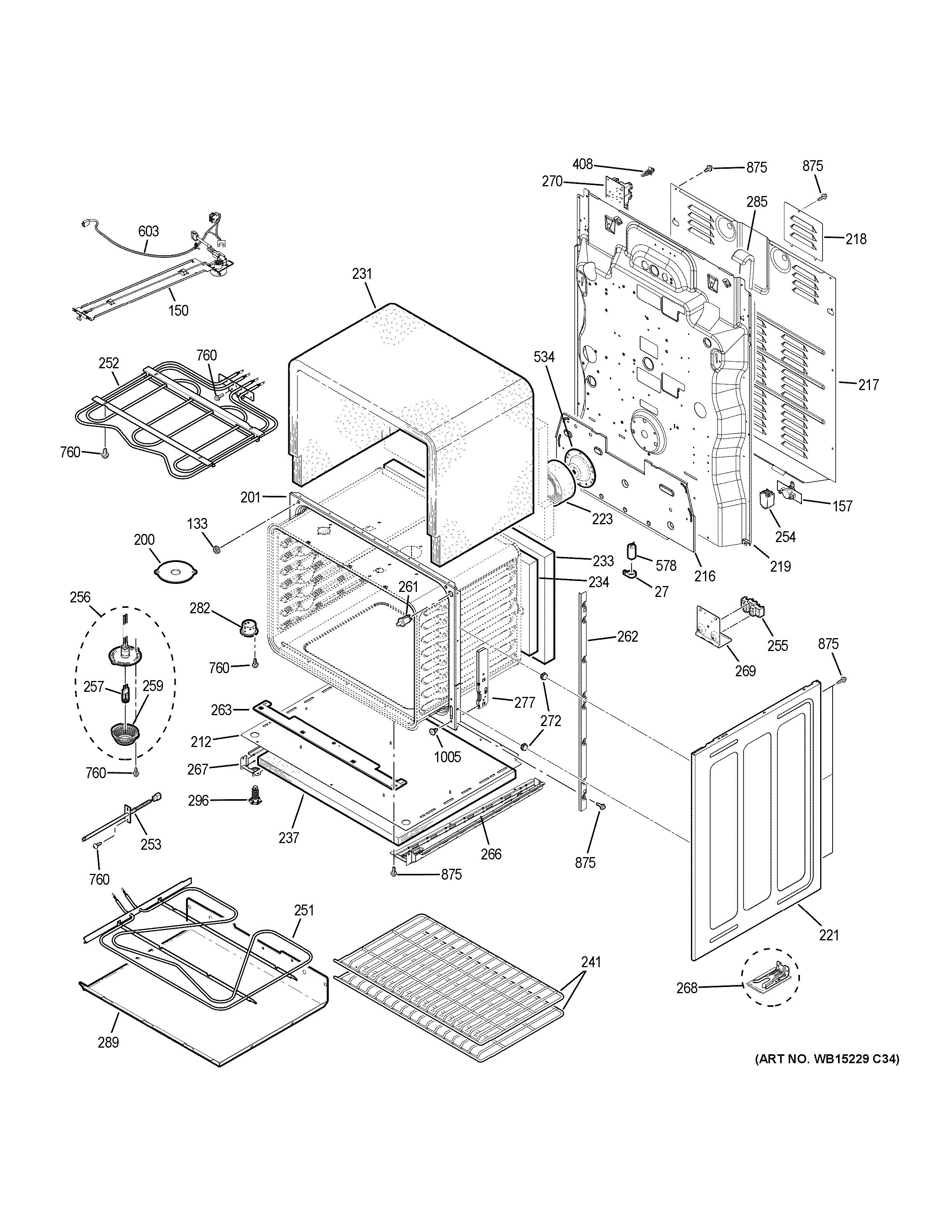GE PB960BJ8TS lower oven diagram