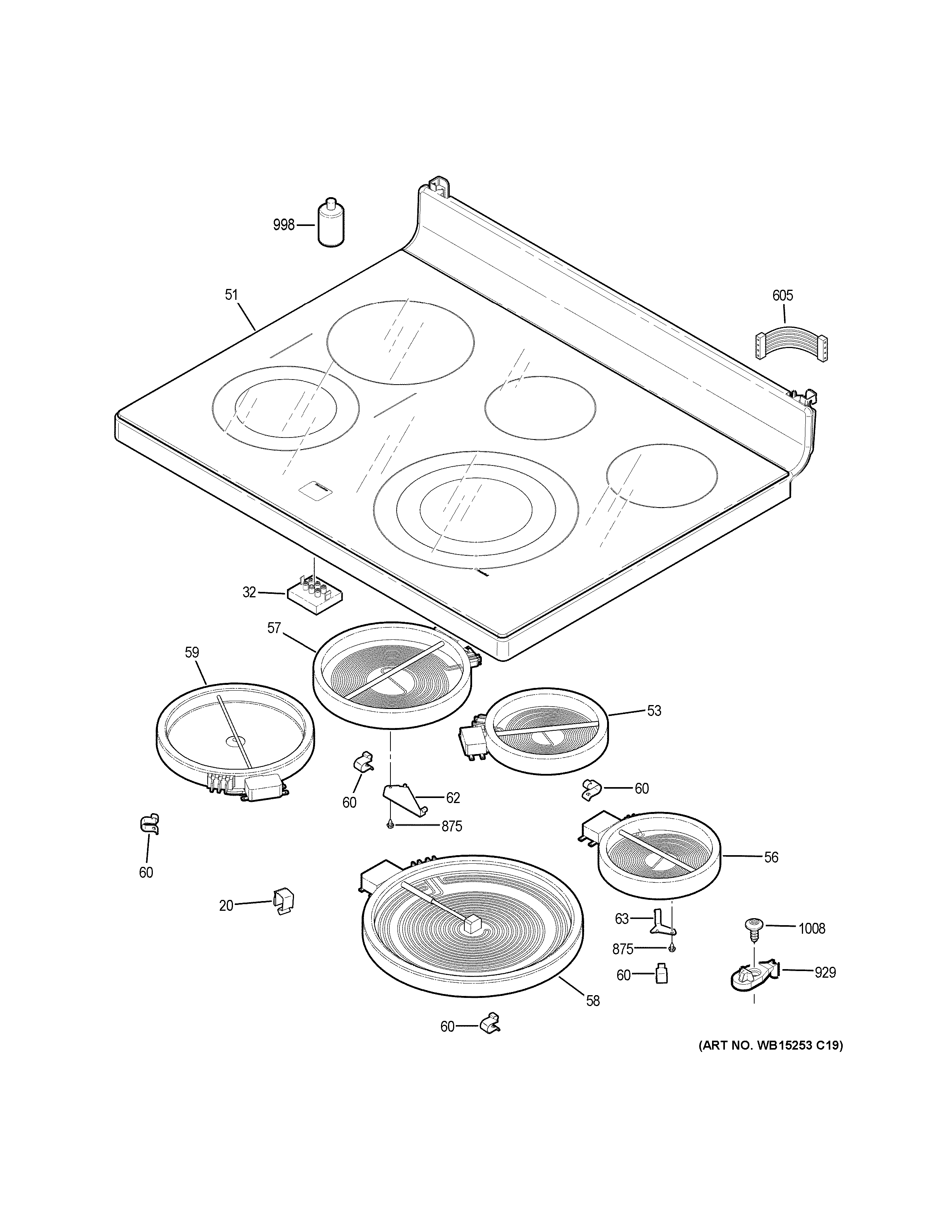 GE PB960FJ8DS cooktop diagram