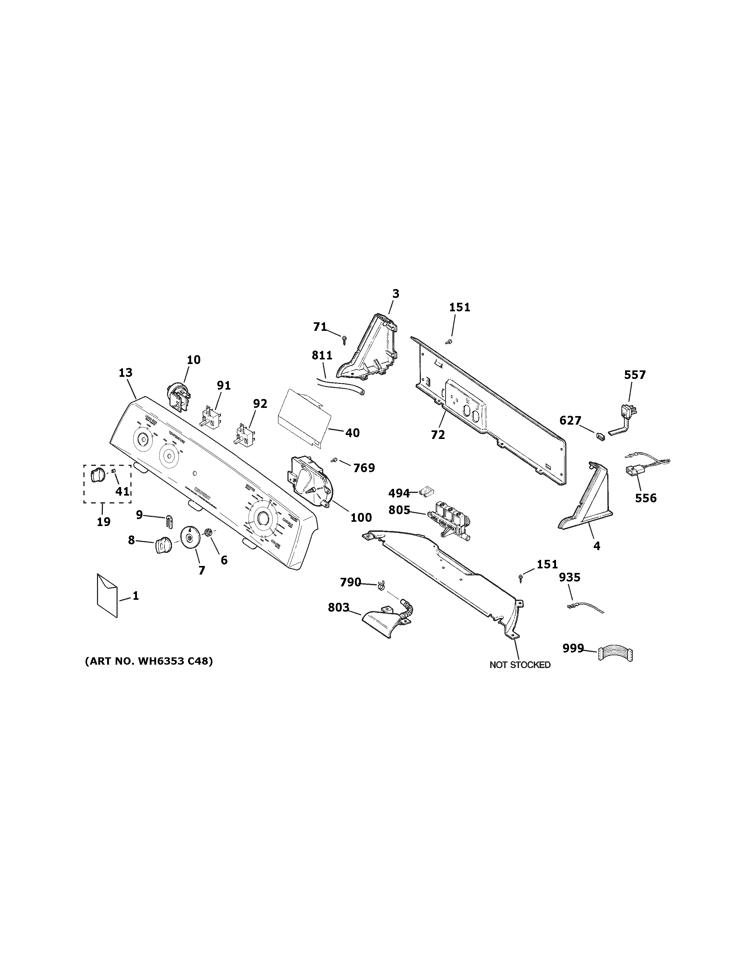 Hotpoint HSWP1000M3WW controls & backsplash diagram