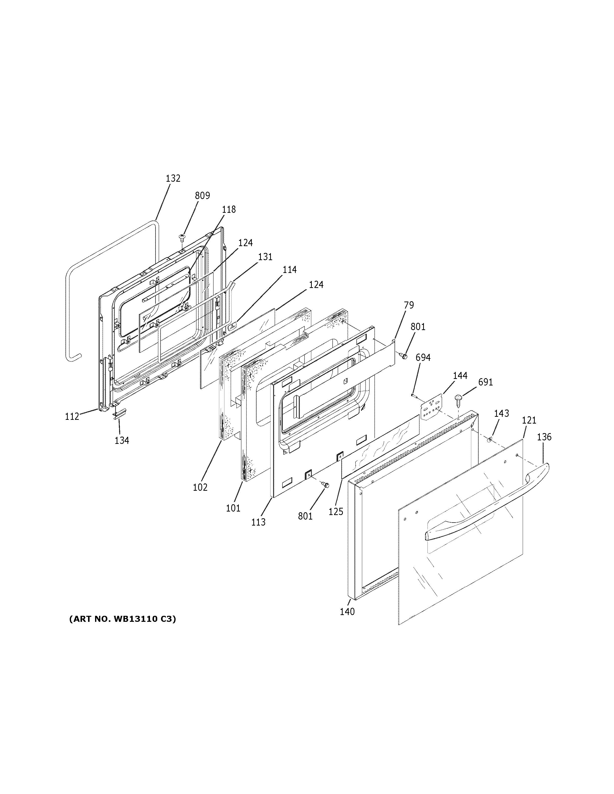 GE JRP20BJ3BB door diagram
