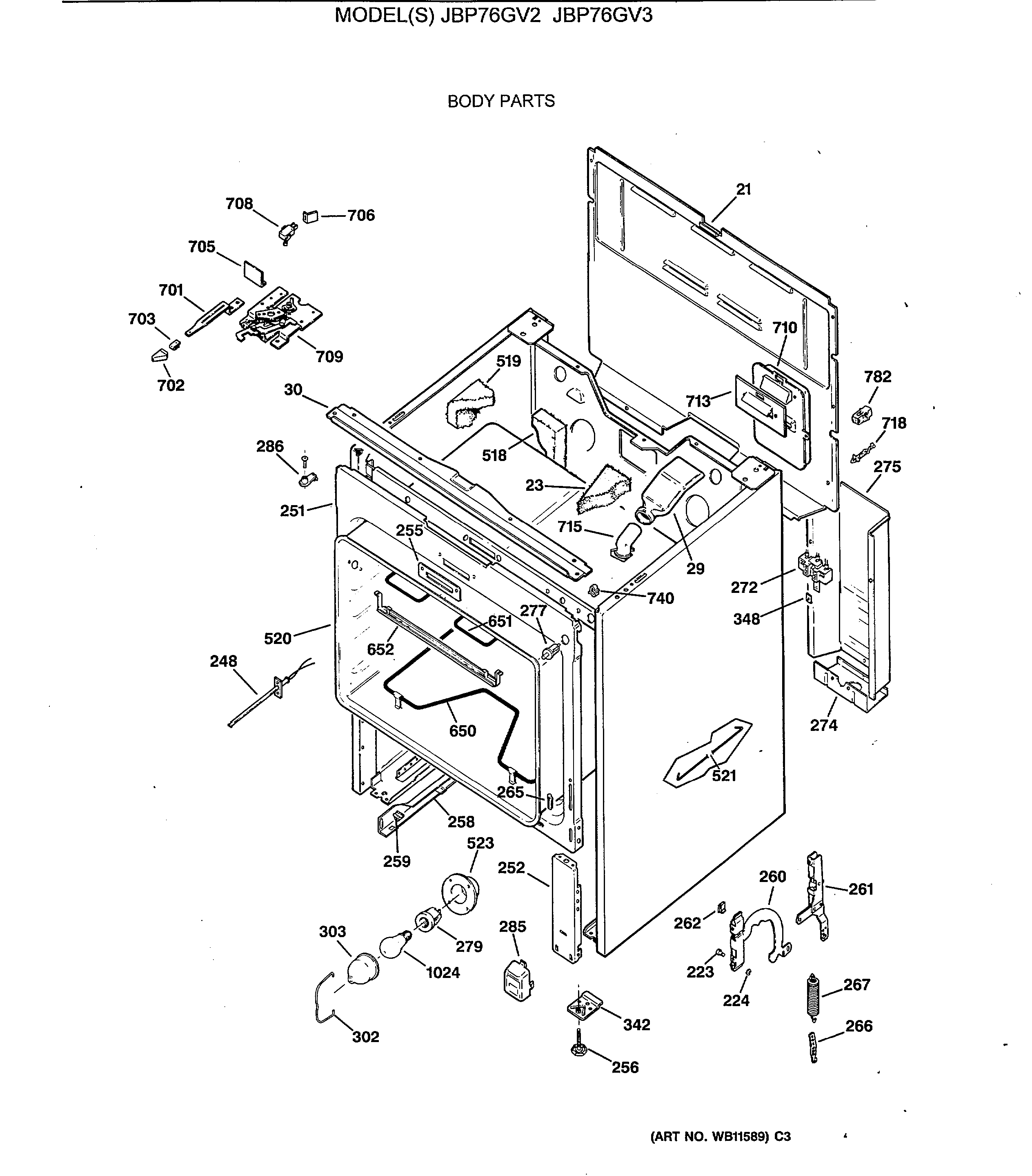 GE JBP76GV3 body parts diagram