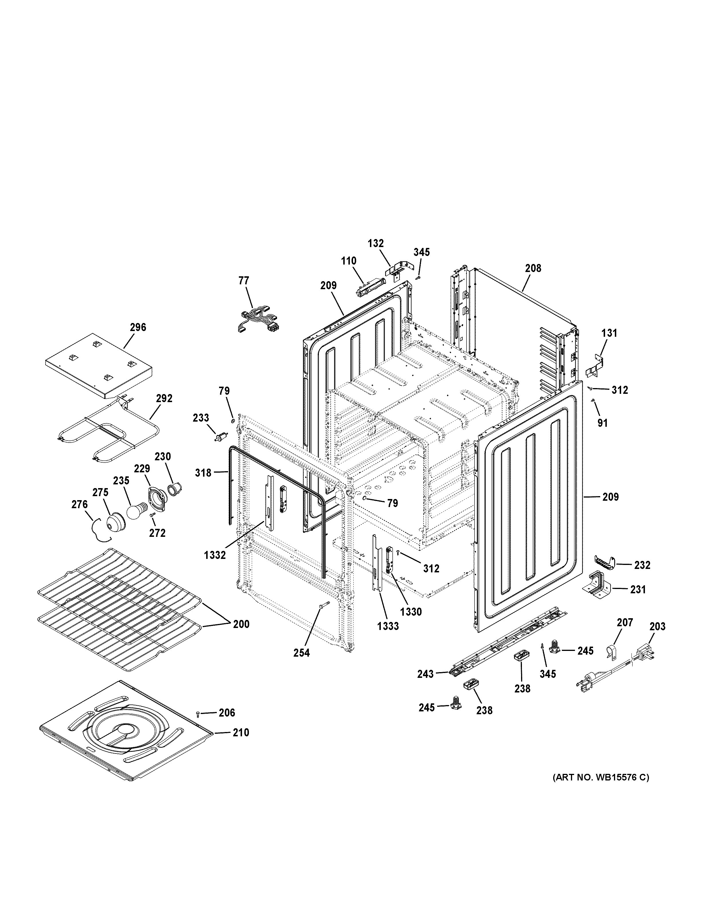 GE JGAS640RM1SS body parts diagram