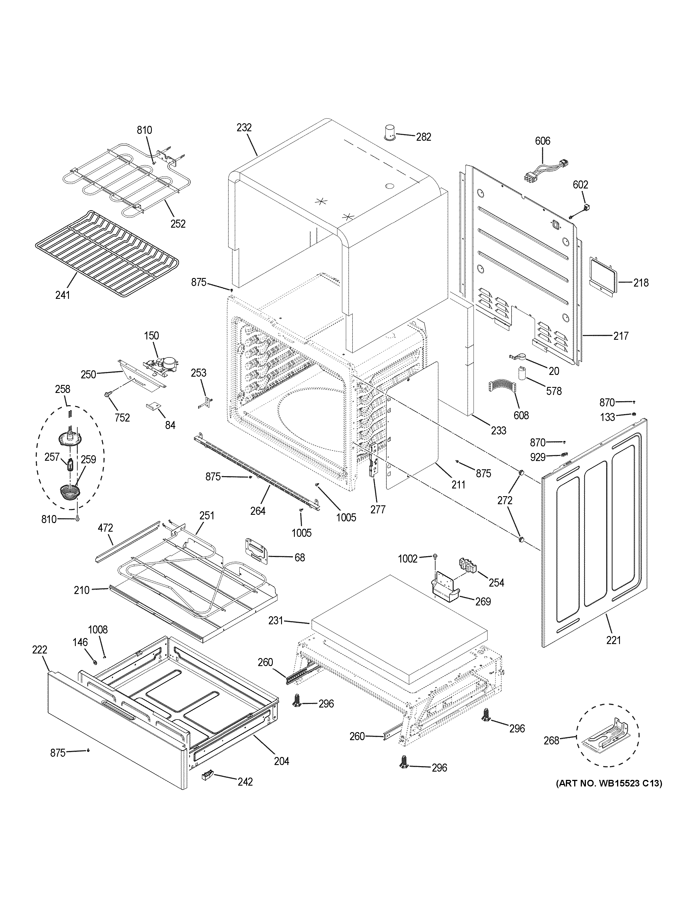 GE JS760FL2DS body parts diagram