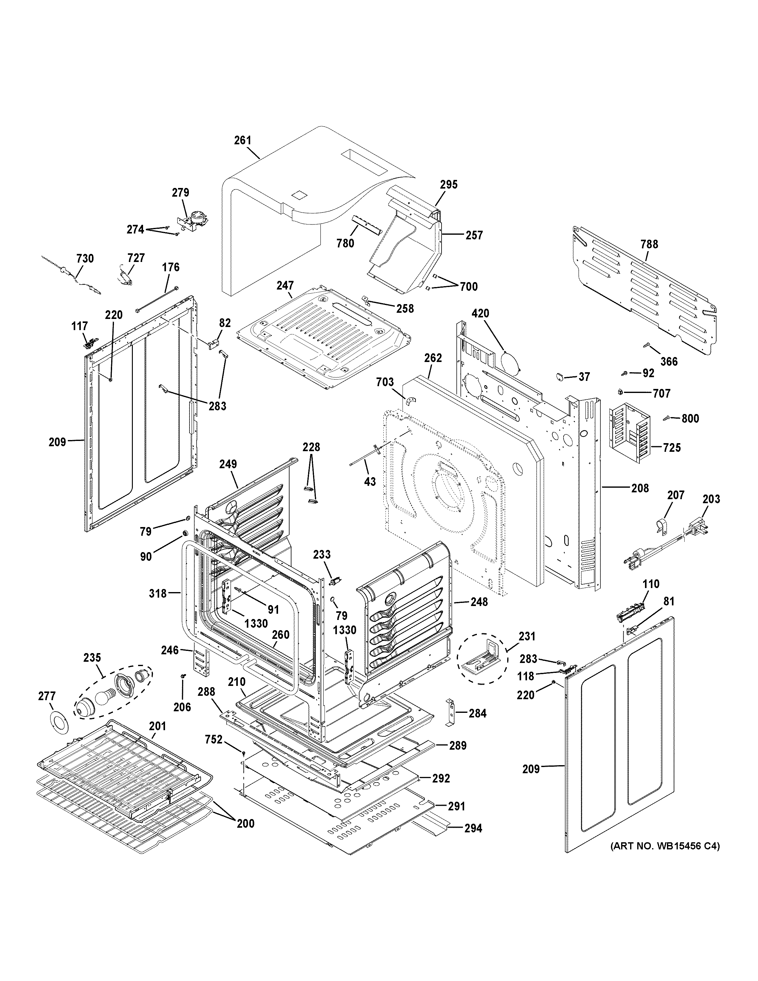 GE PGB940SEJ6SS body parts diagram