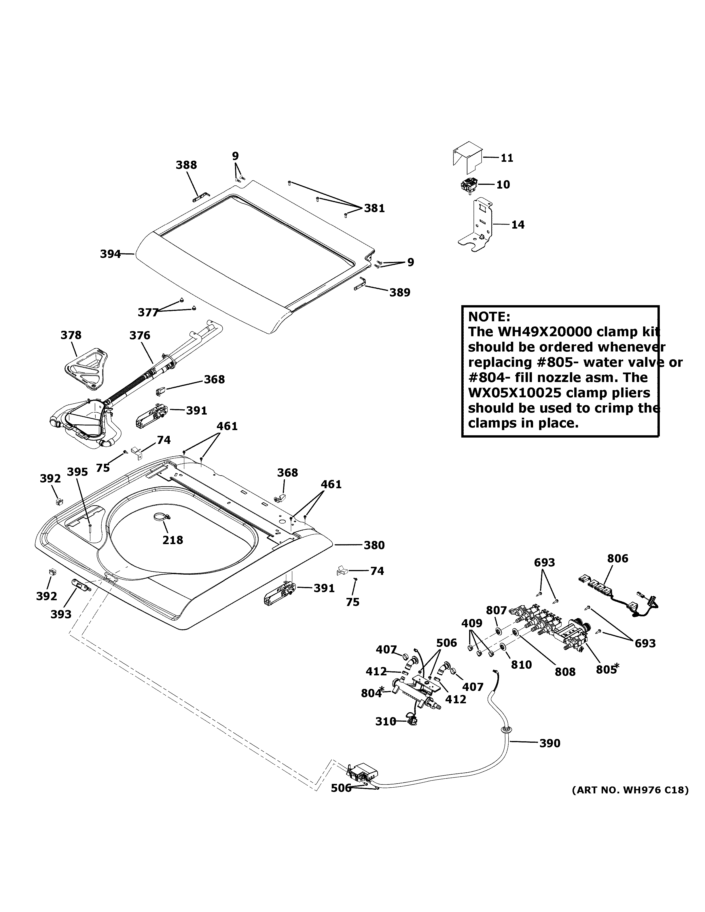 GE GTW810SSJ1WS top panel & lid diagram