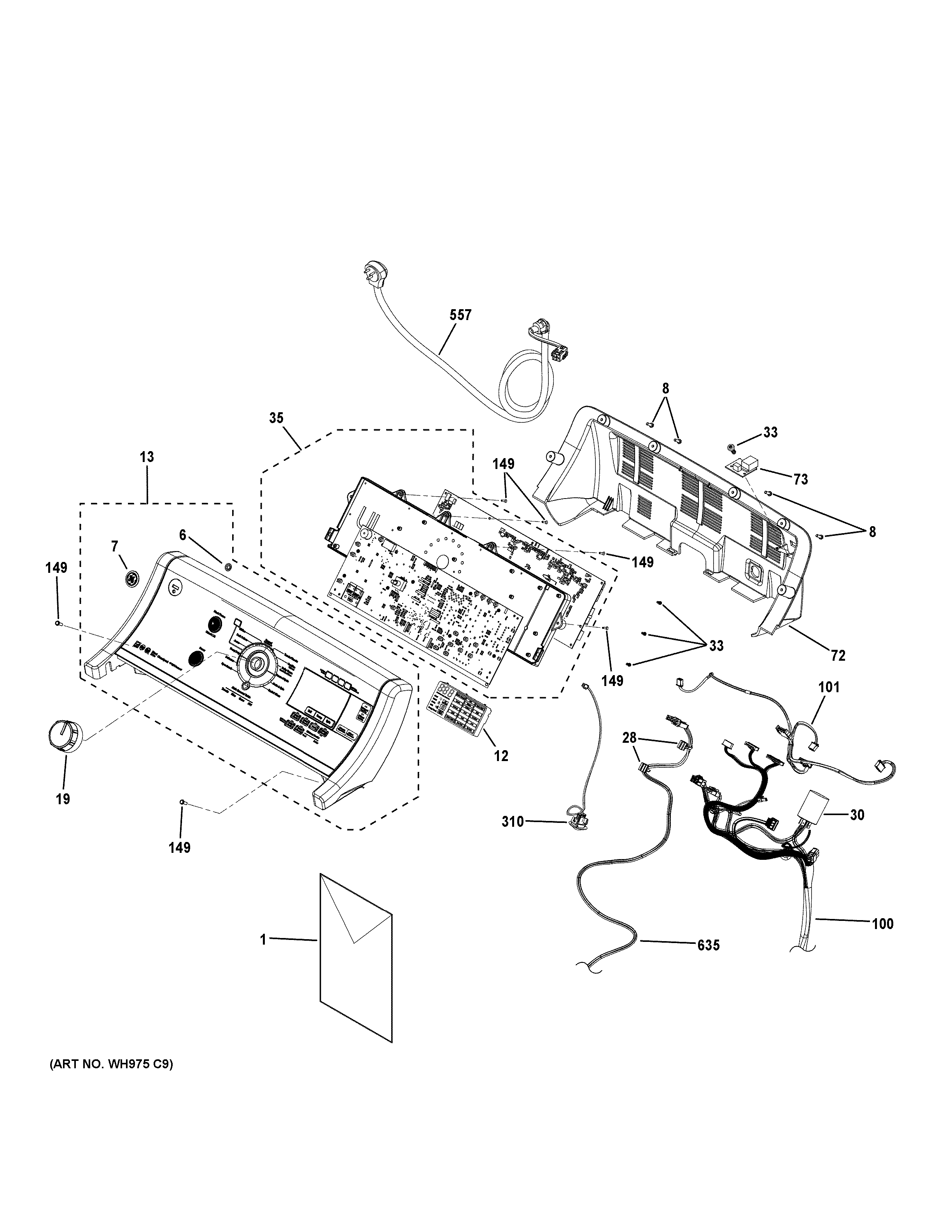 GE GTW860SSJ0WS controls & backsplash diagram