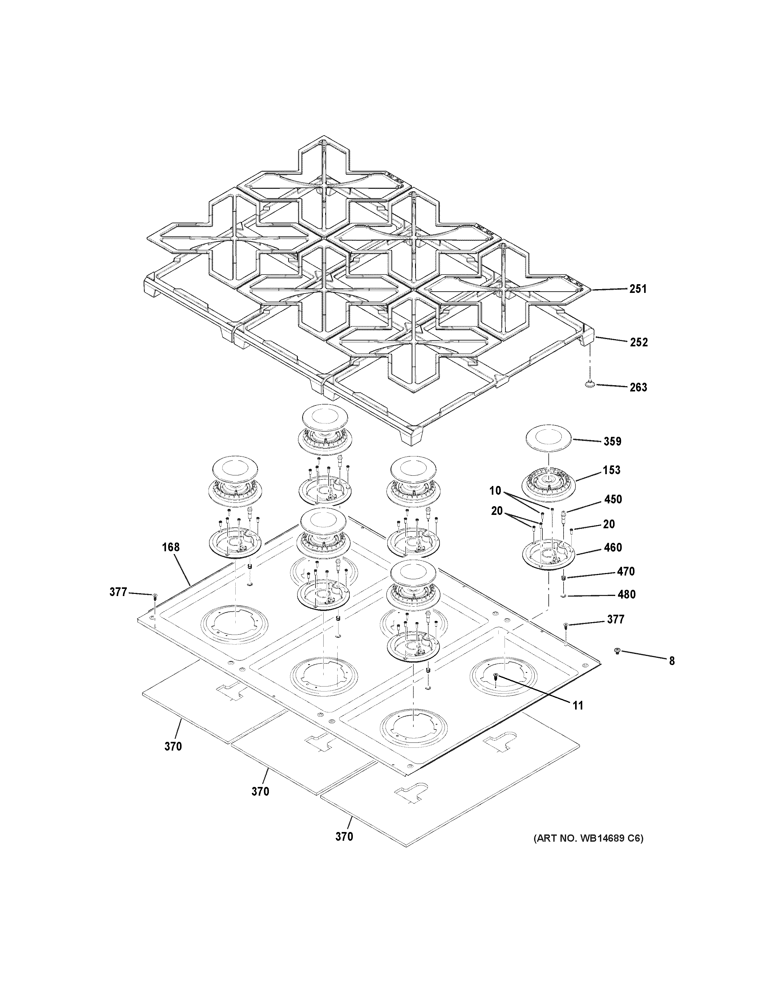 GE C2Y366SEL1SS cooktop diagram
