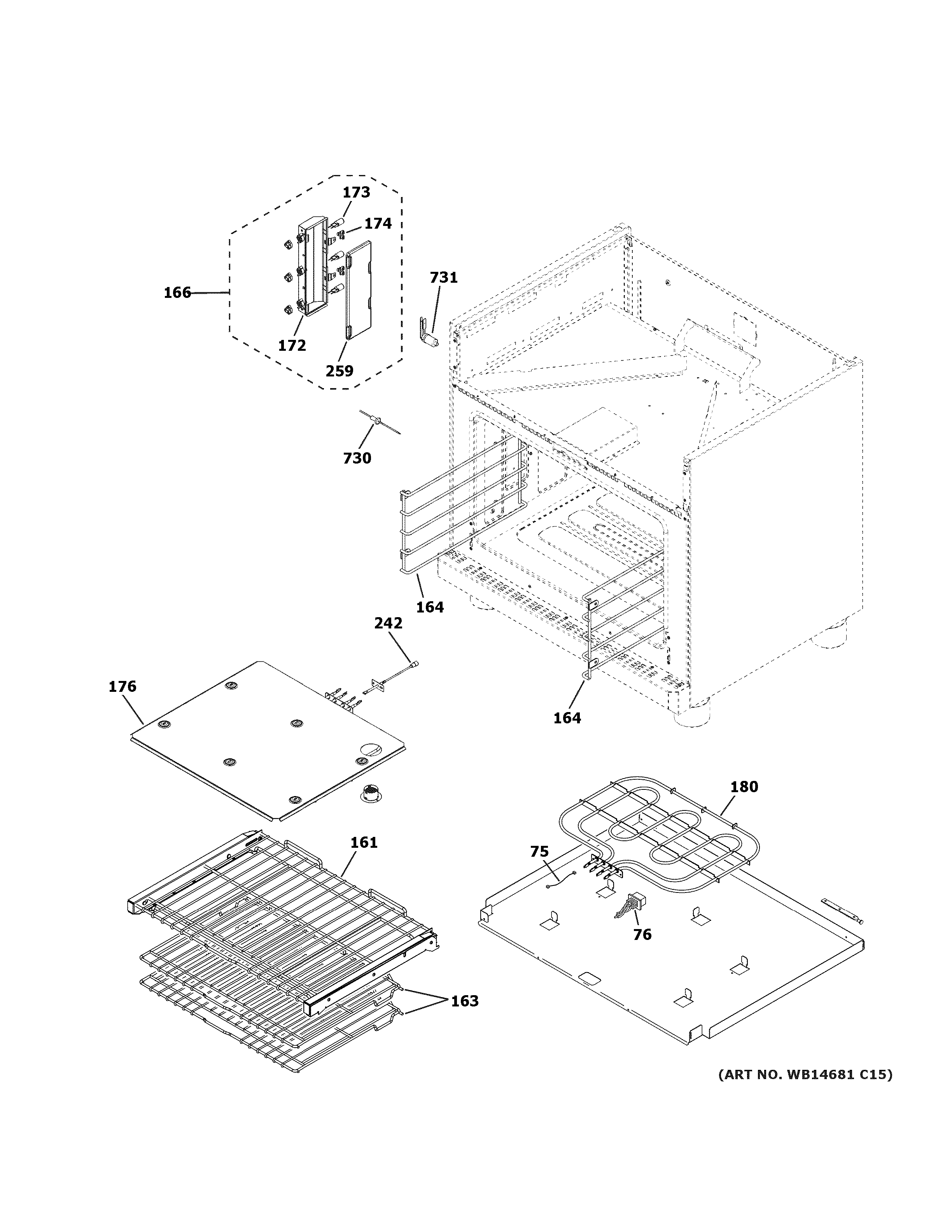 GE C2Y366SEL1SS oven cavity parts diagram