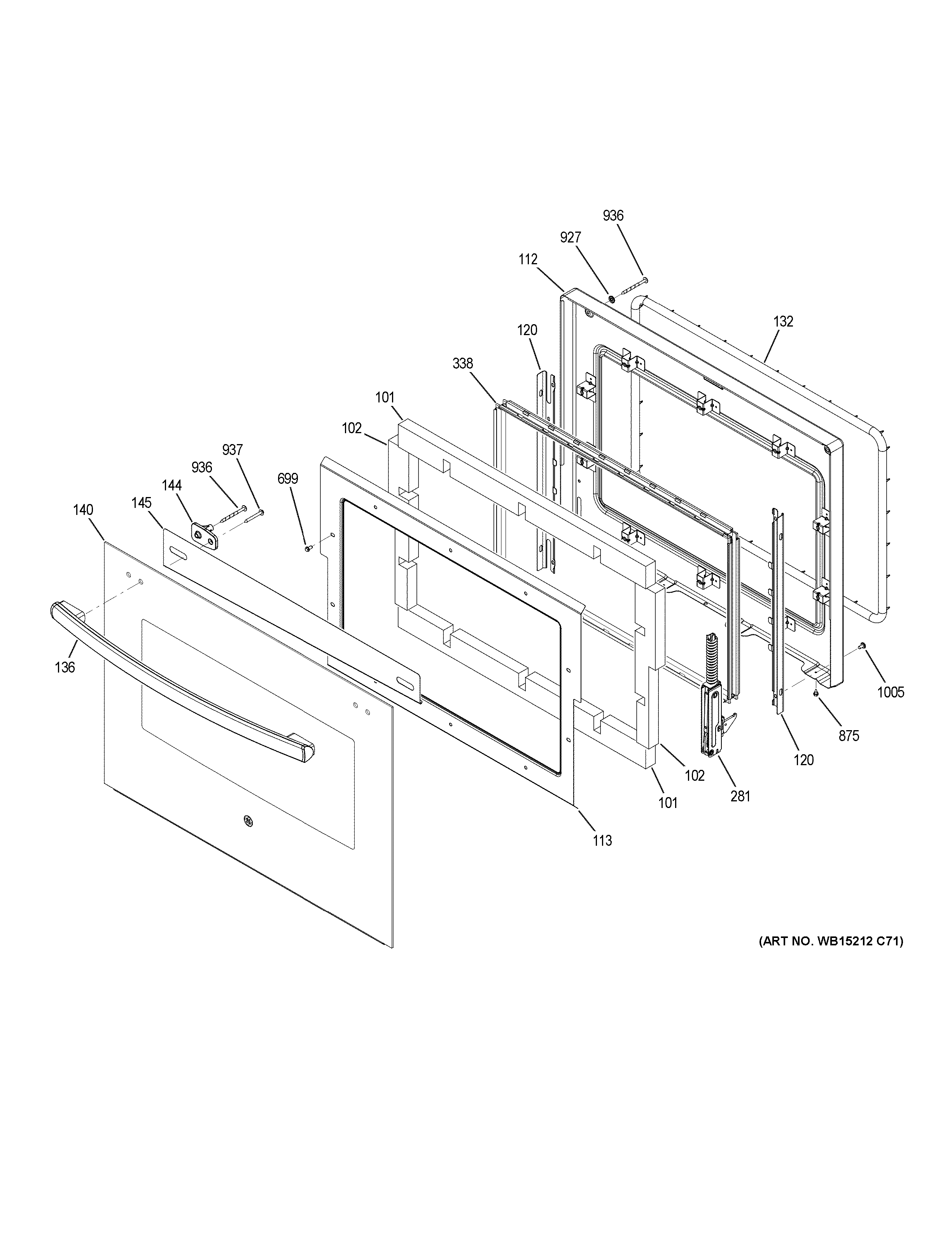GE PT7050DF9BB door diagram