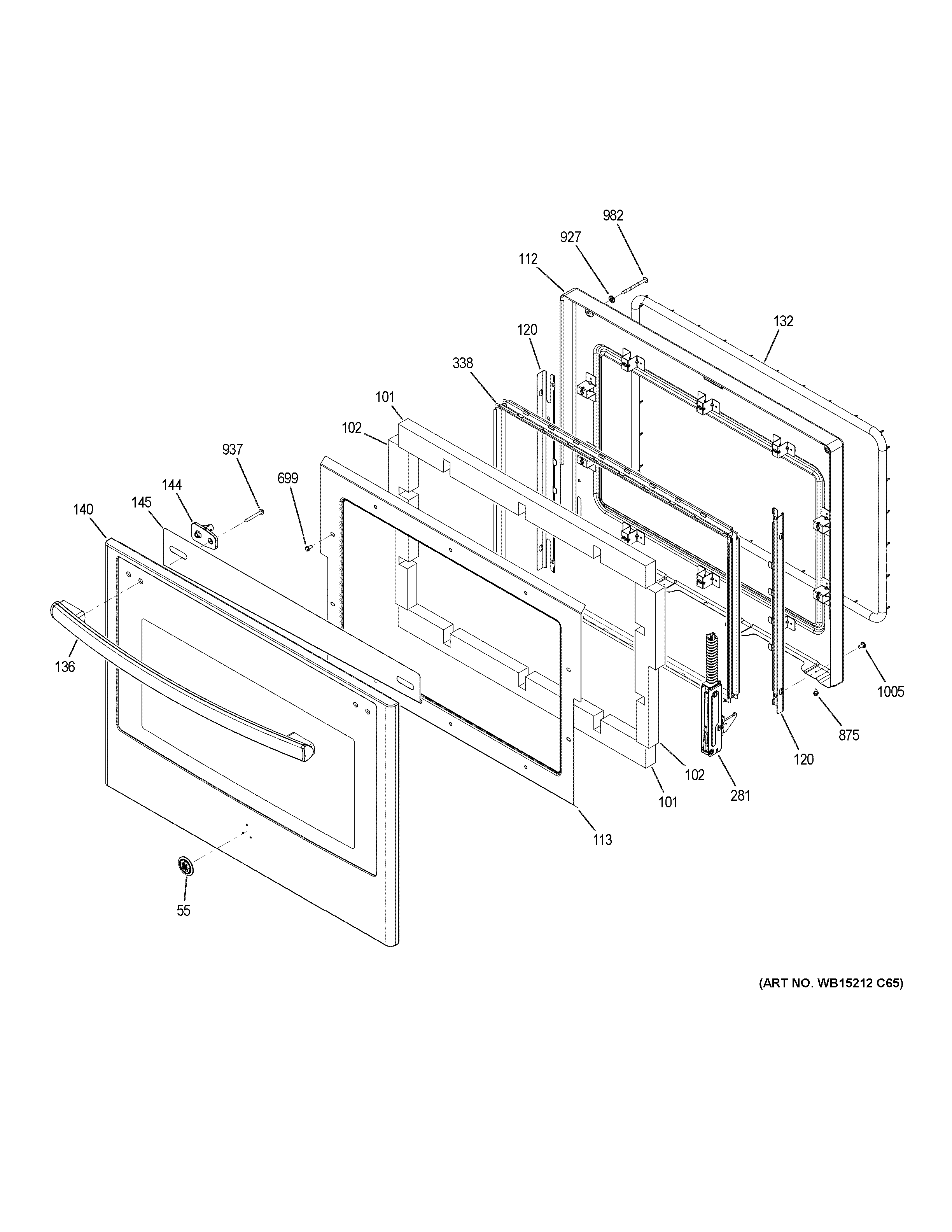 GE PCT7050SF9SS door diagram