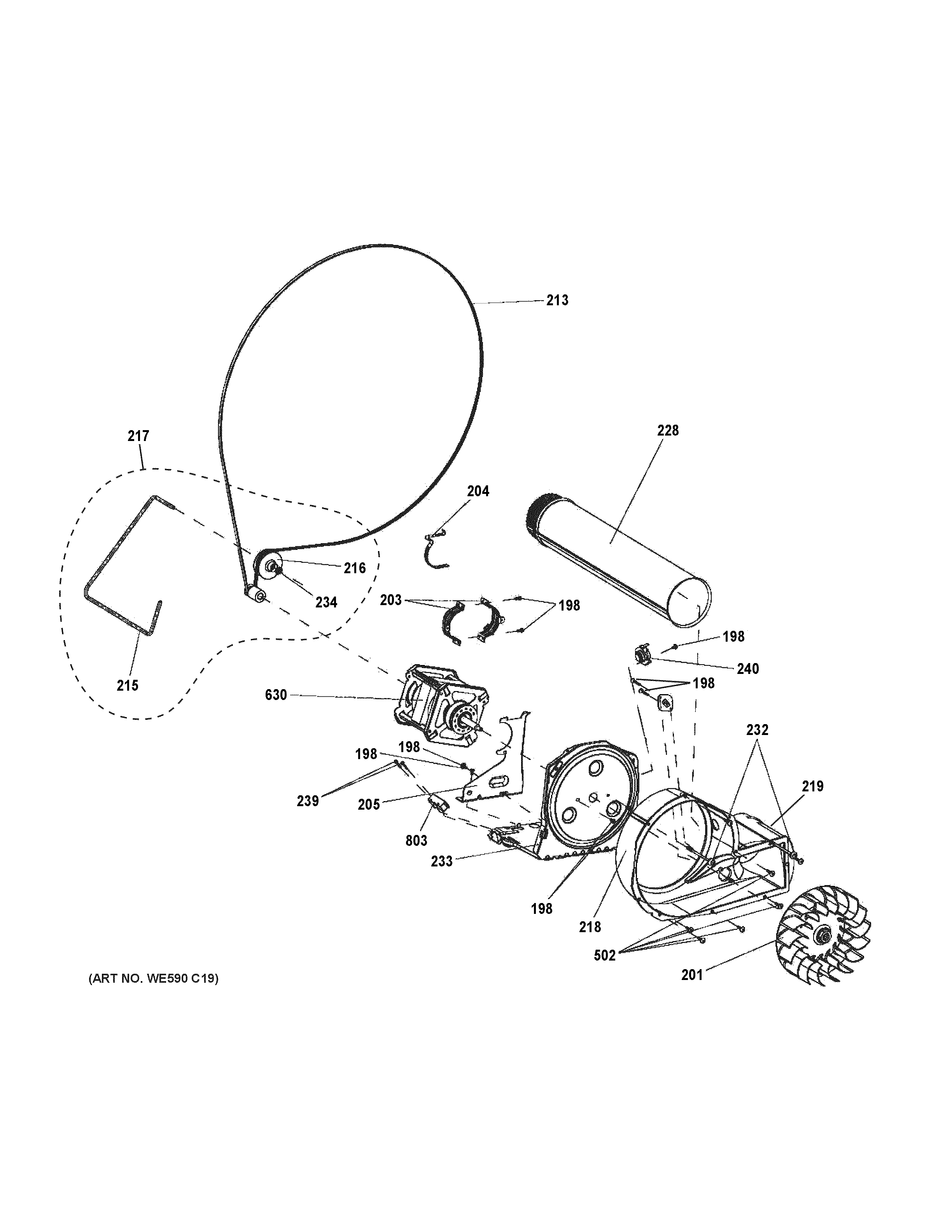 GE YFD45ESPM1DG blower & motor diagram
