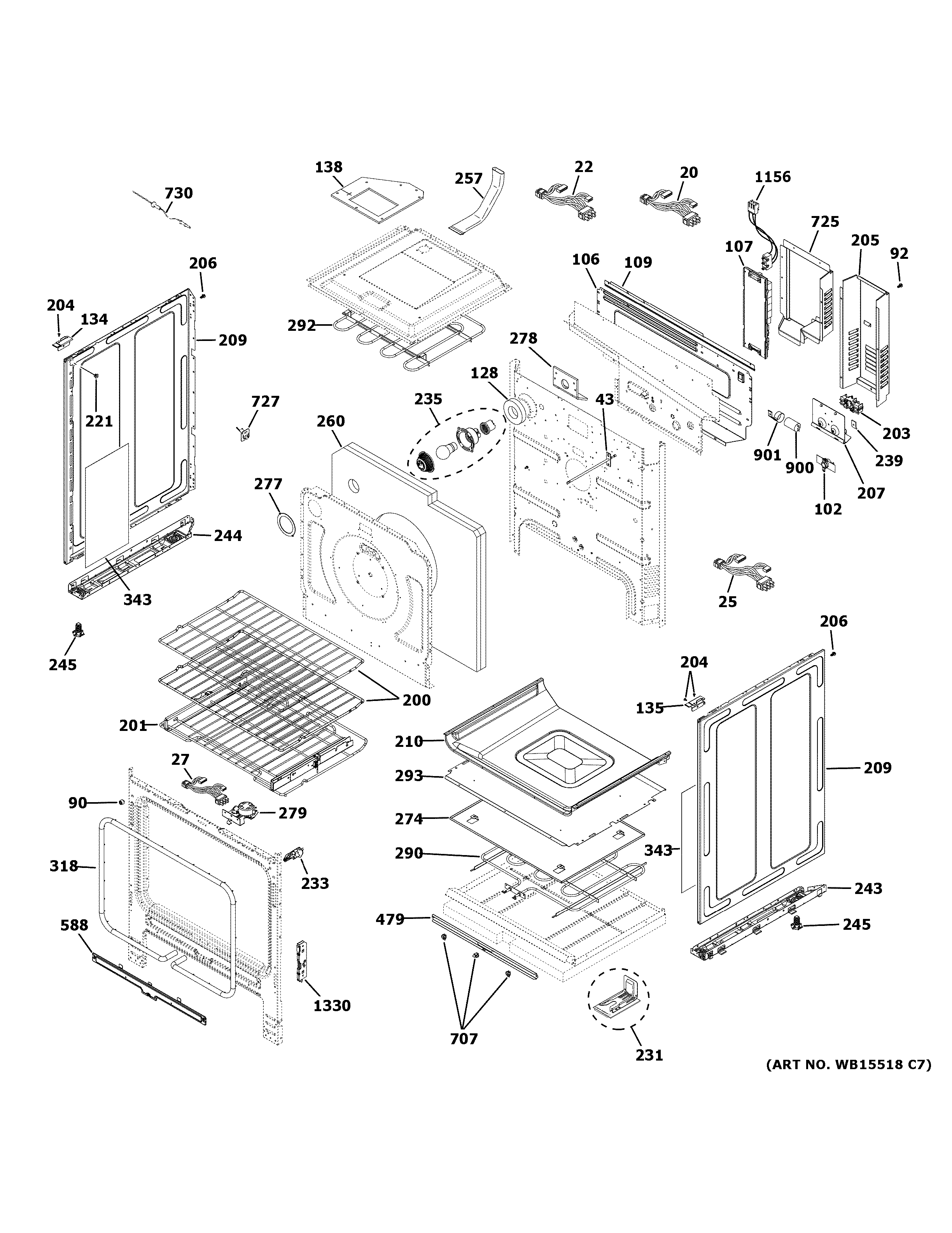 GE CES700P3M1D1 body parts diagram