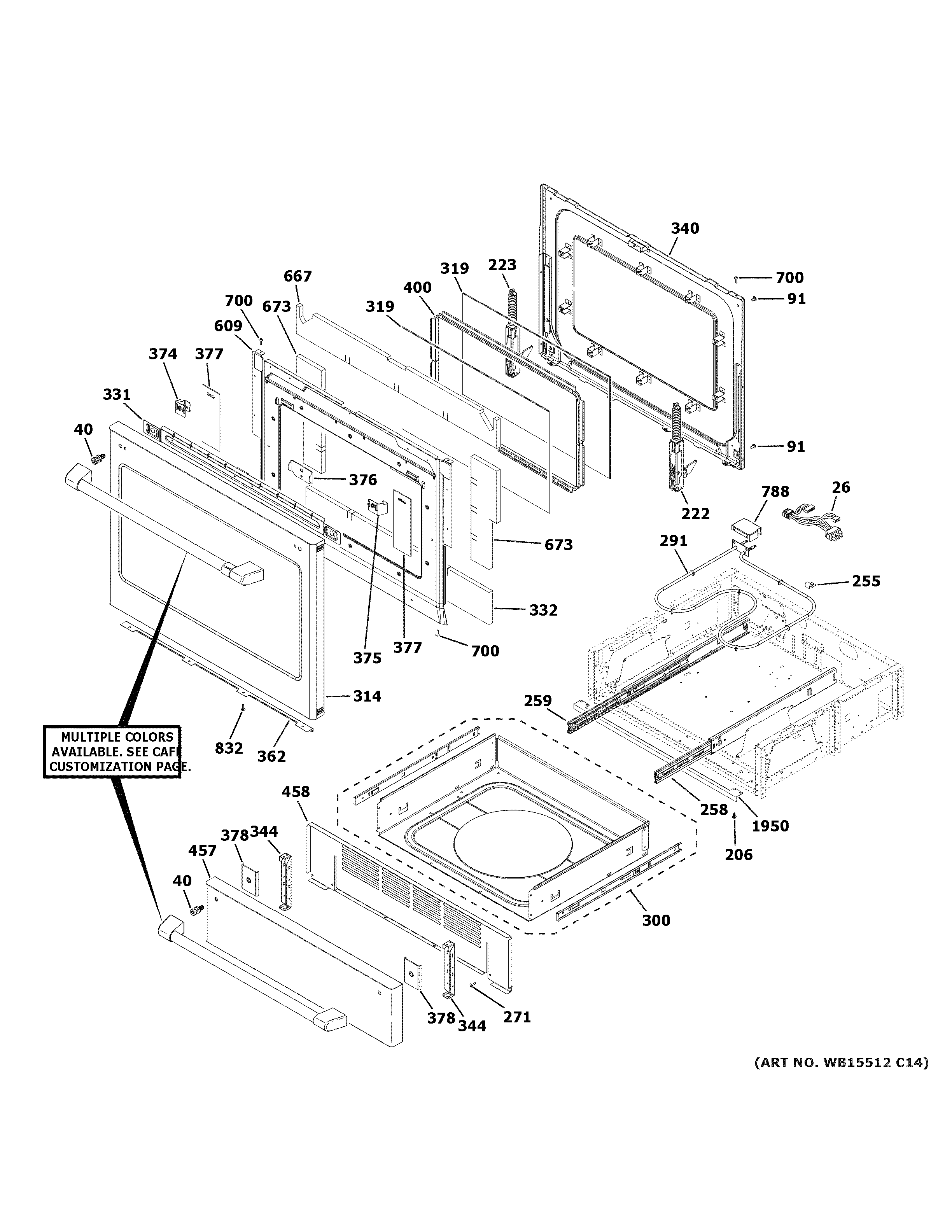GE CES700P3M1D1 door & drawer parts diagram