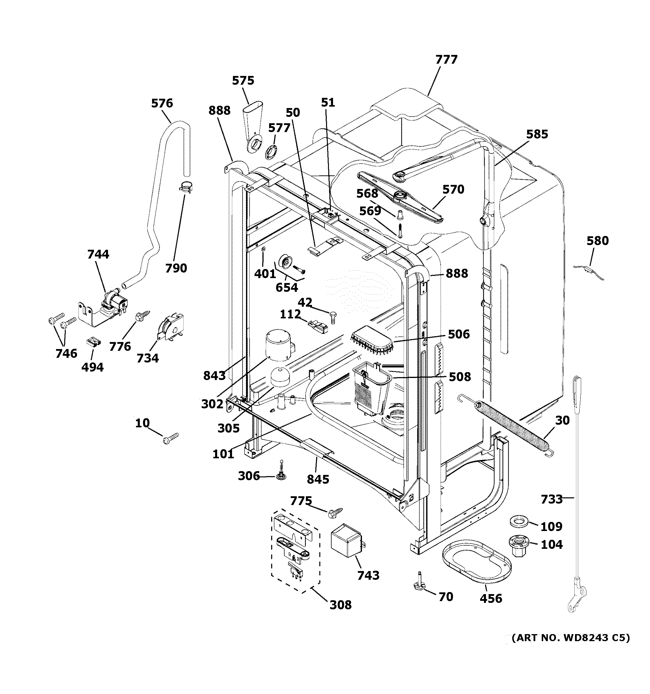 GE GLD4968T05SS body parts diagram