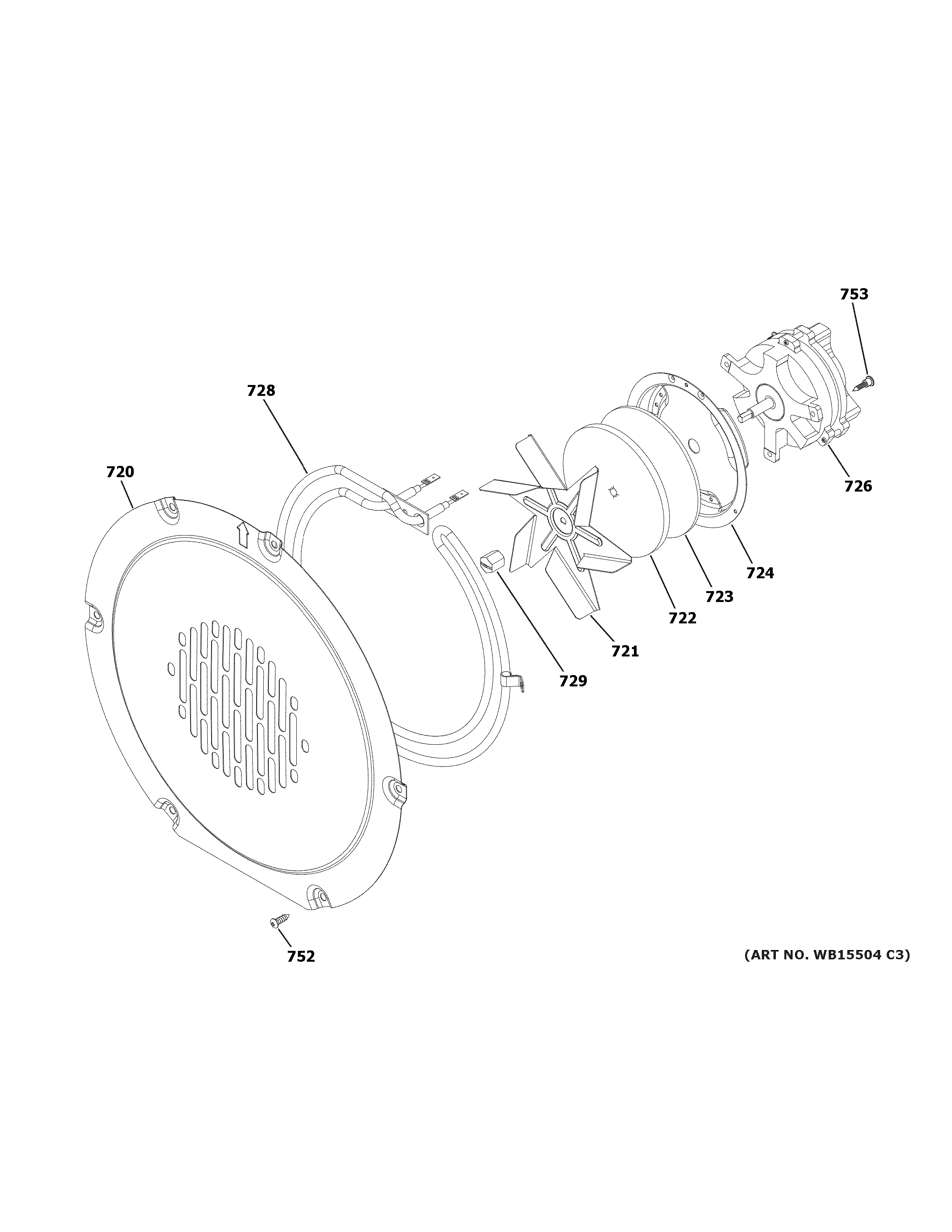 GE CES700P4M1W2 convection fan diagram