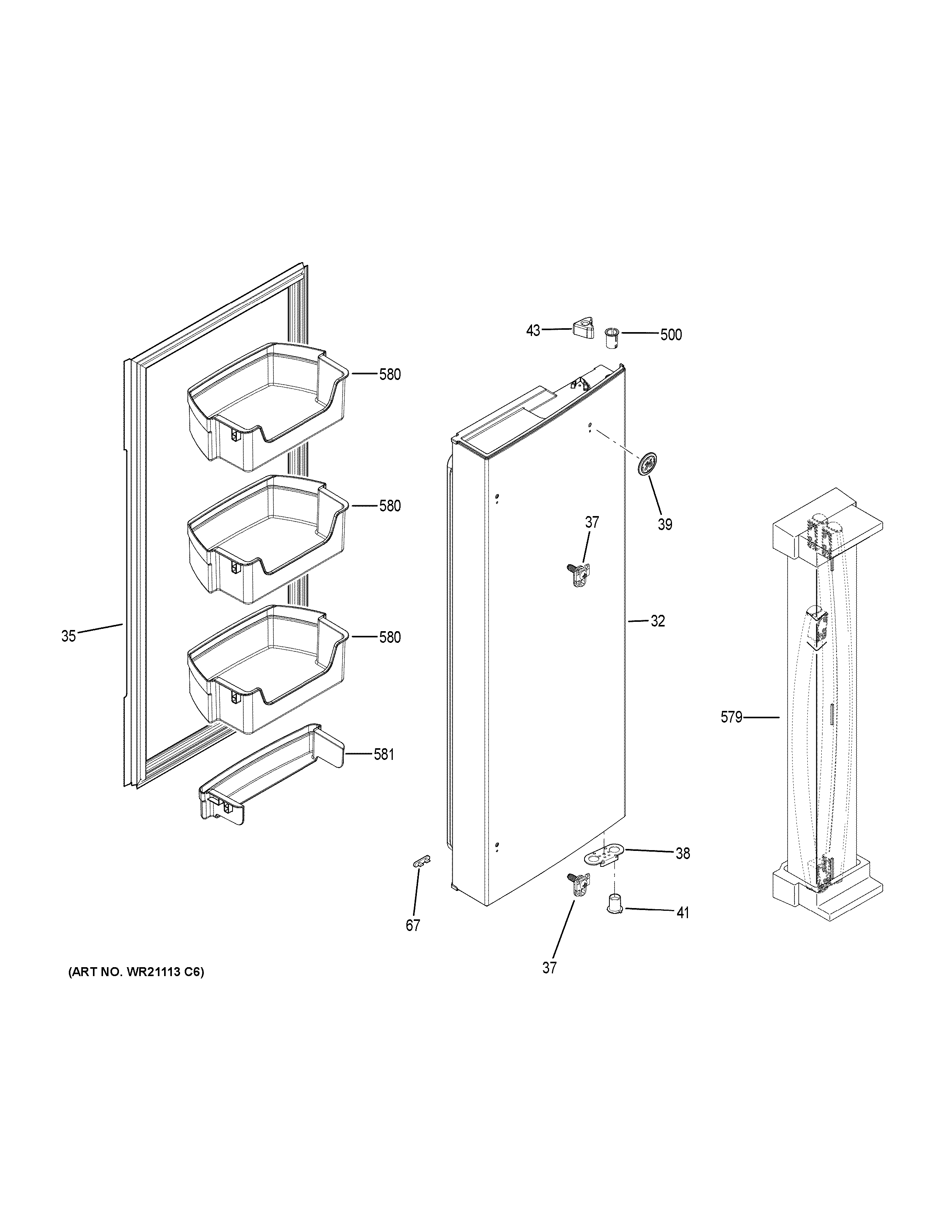 GE GNE21FMKJFES fresh food door - rh diagram