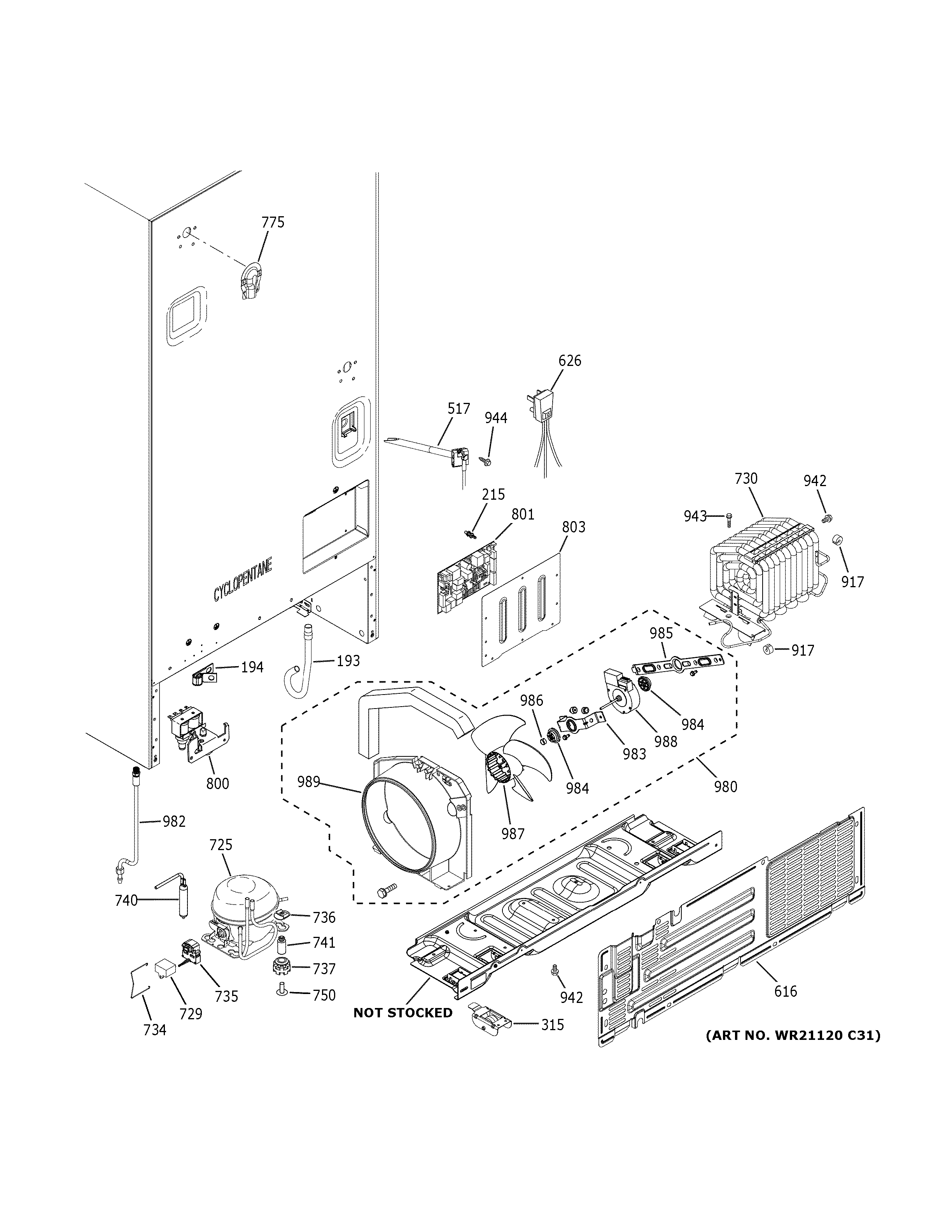 GE GNE21FMKJFES machine compartment diagram