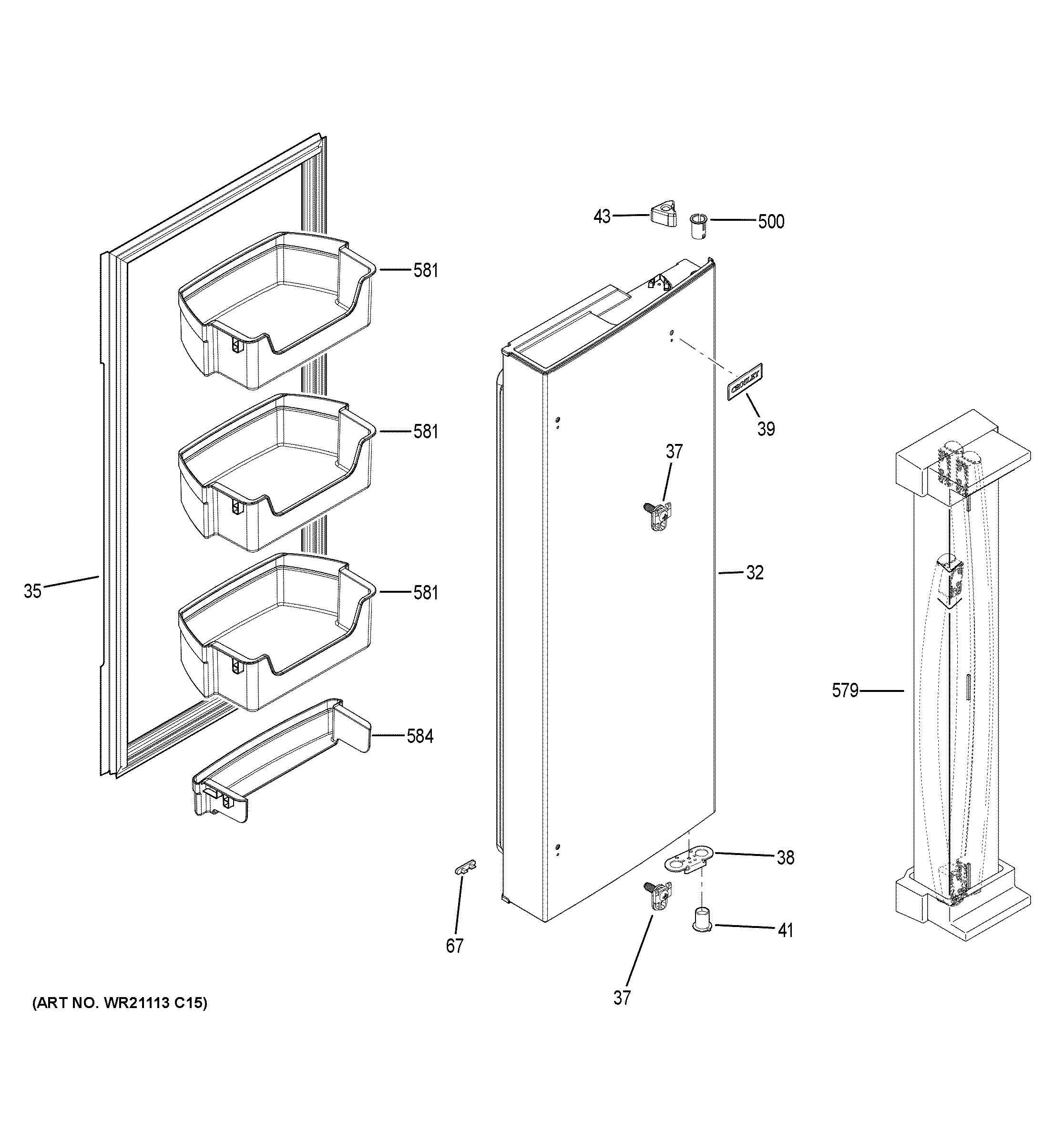 GE XNE25JSKJFSS fresh food door - rh diagram