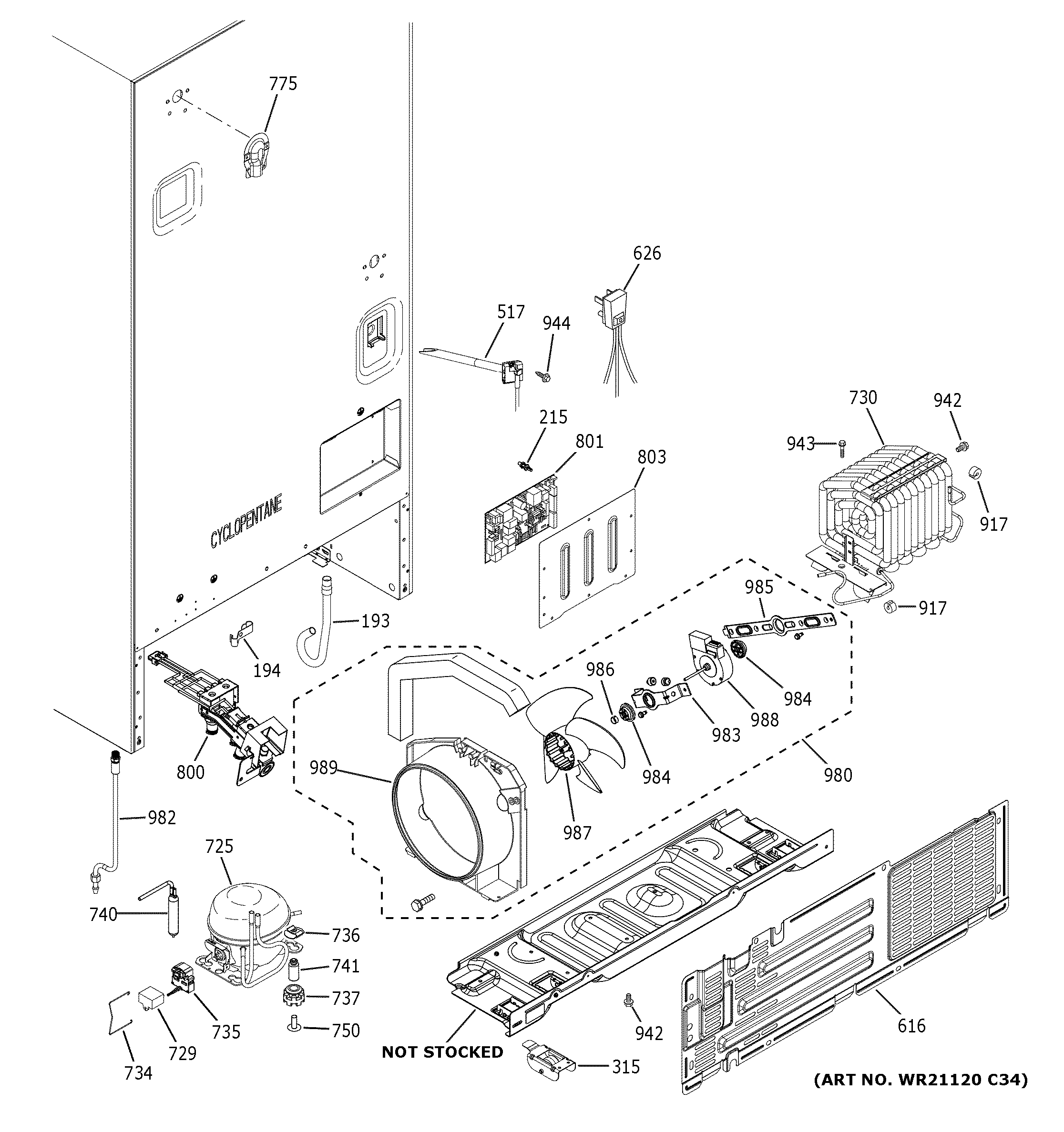 GE XNE25JSKJFSS machine compartment diagram