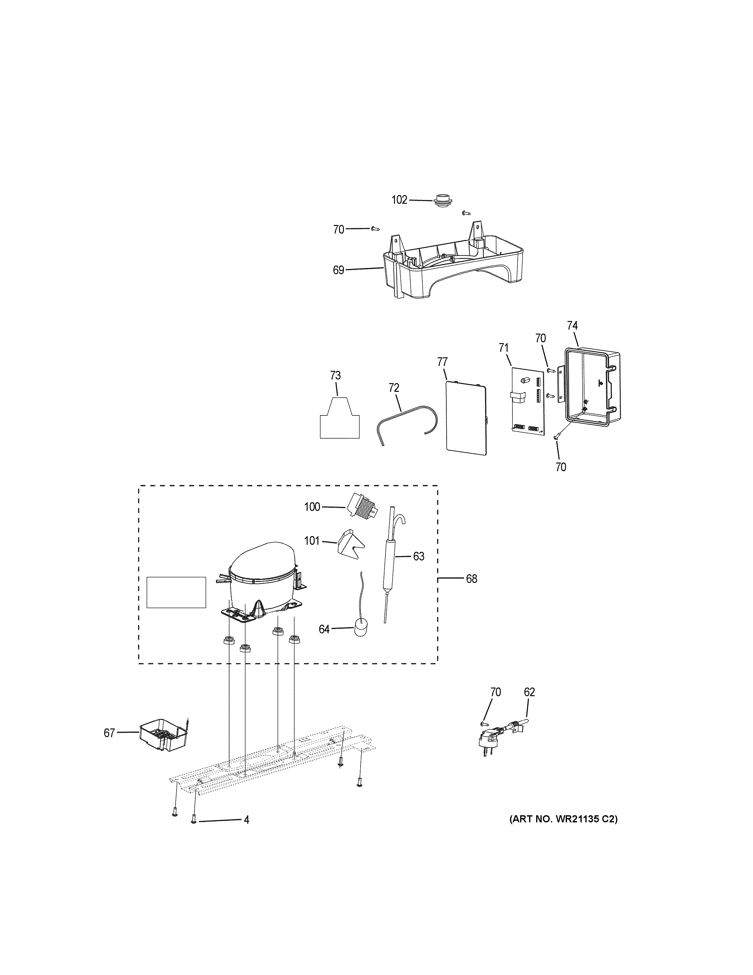 GE GPE12FSKCSB machine compartment diagram