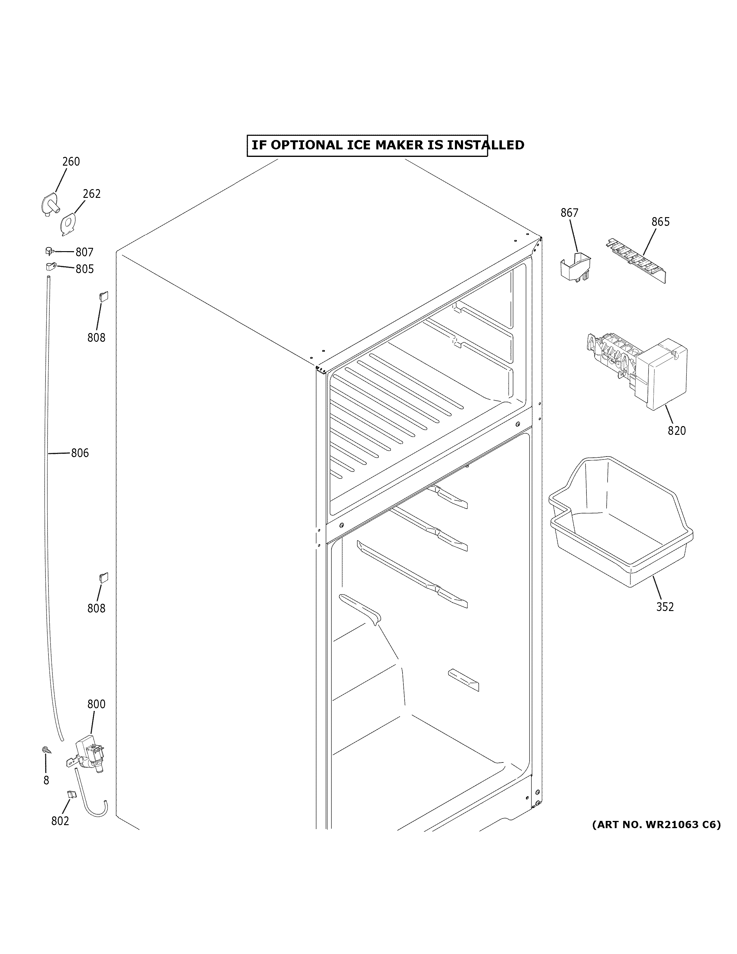 GE GTE15CTHPRWW ice maker diagram