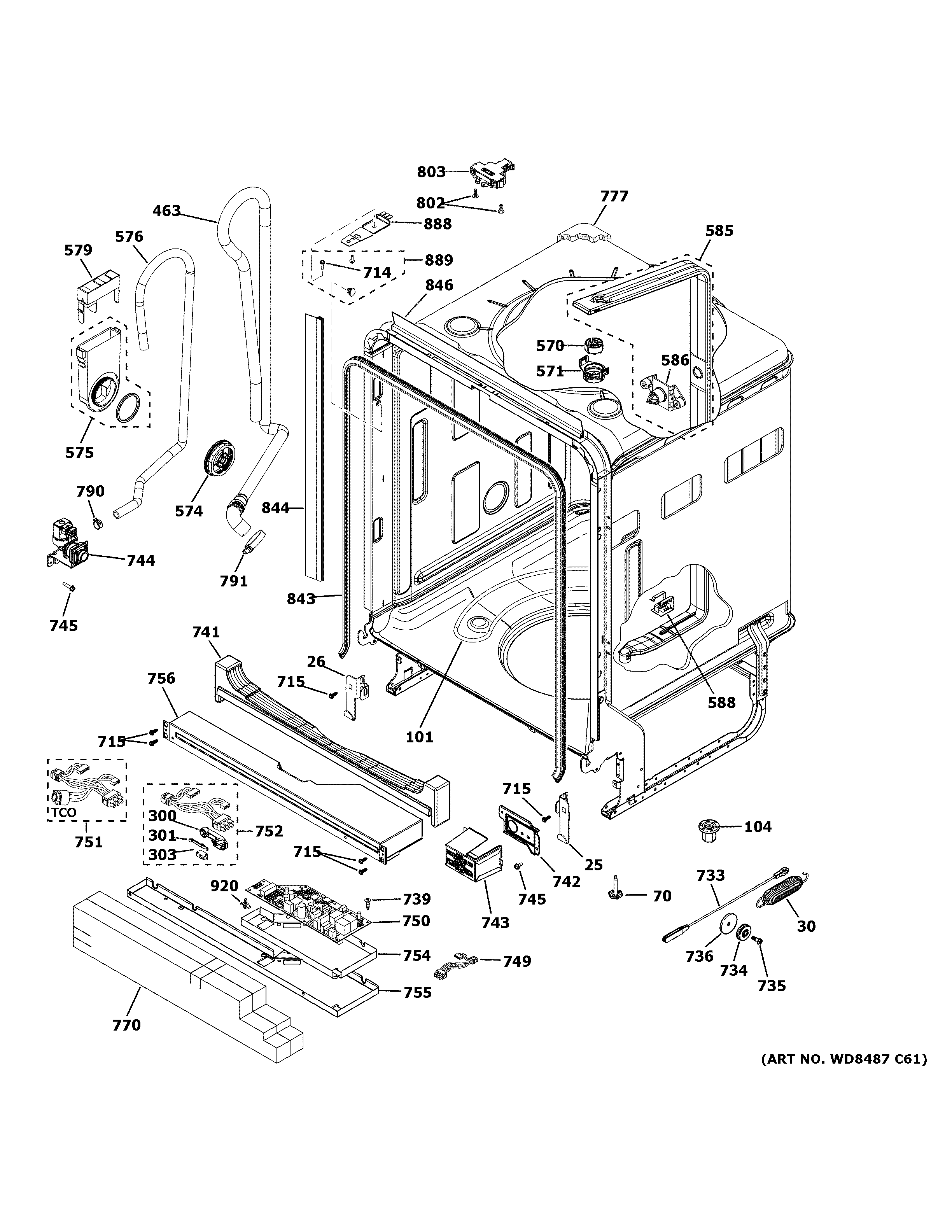 GE GDF570SGJ4WW body parts diagram