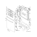 GE GDT680SGH4BB escutcheon & door assembly diagram