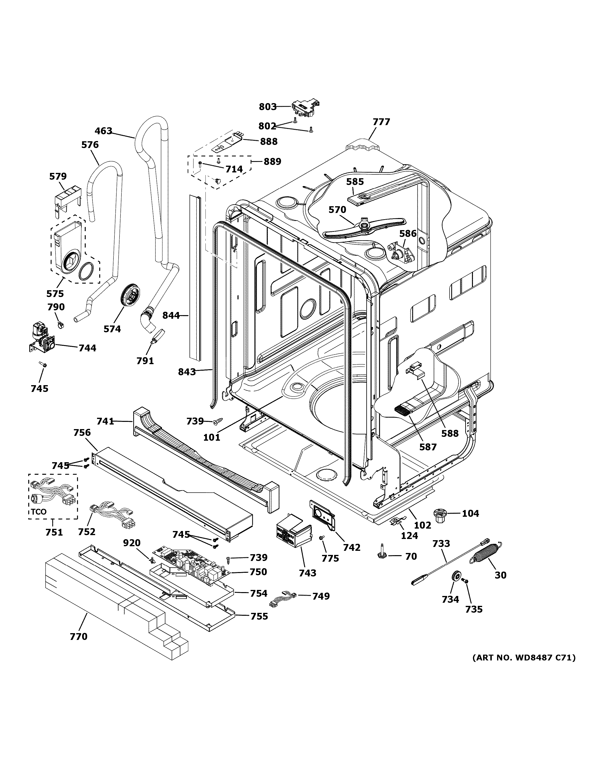 GE GDT680SGH4BB body parts diagram