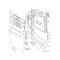GE GDT720SGF4BB escutcheon & door assembly diagram