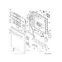 GE GDT580SGF5WW escutcheon & door assembly diagram