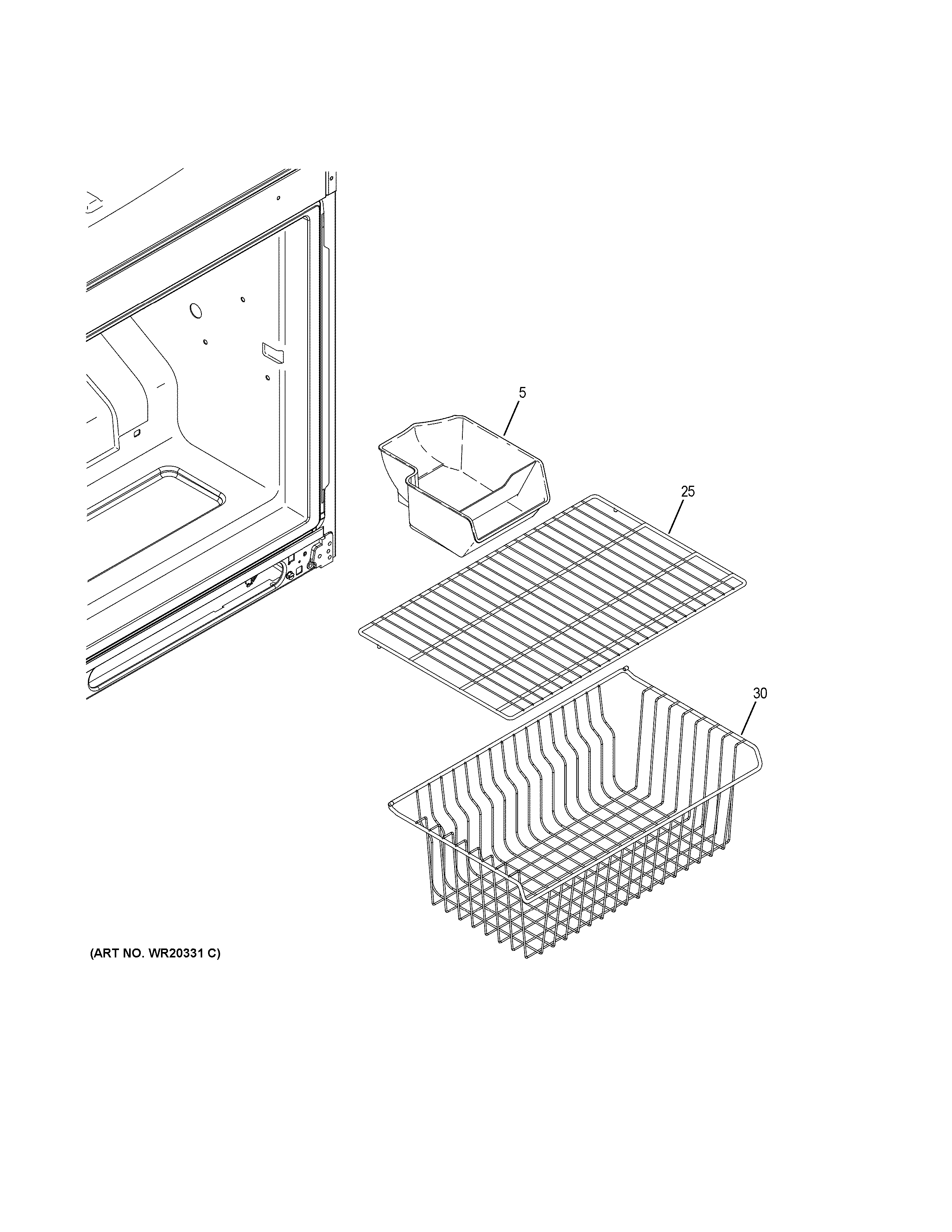 GE ABE20EGHBRBS freezer shelves diagram