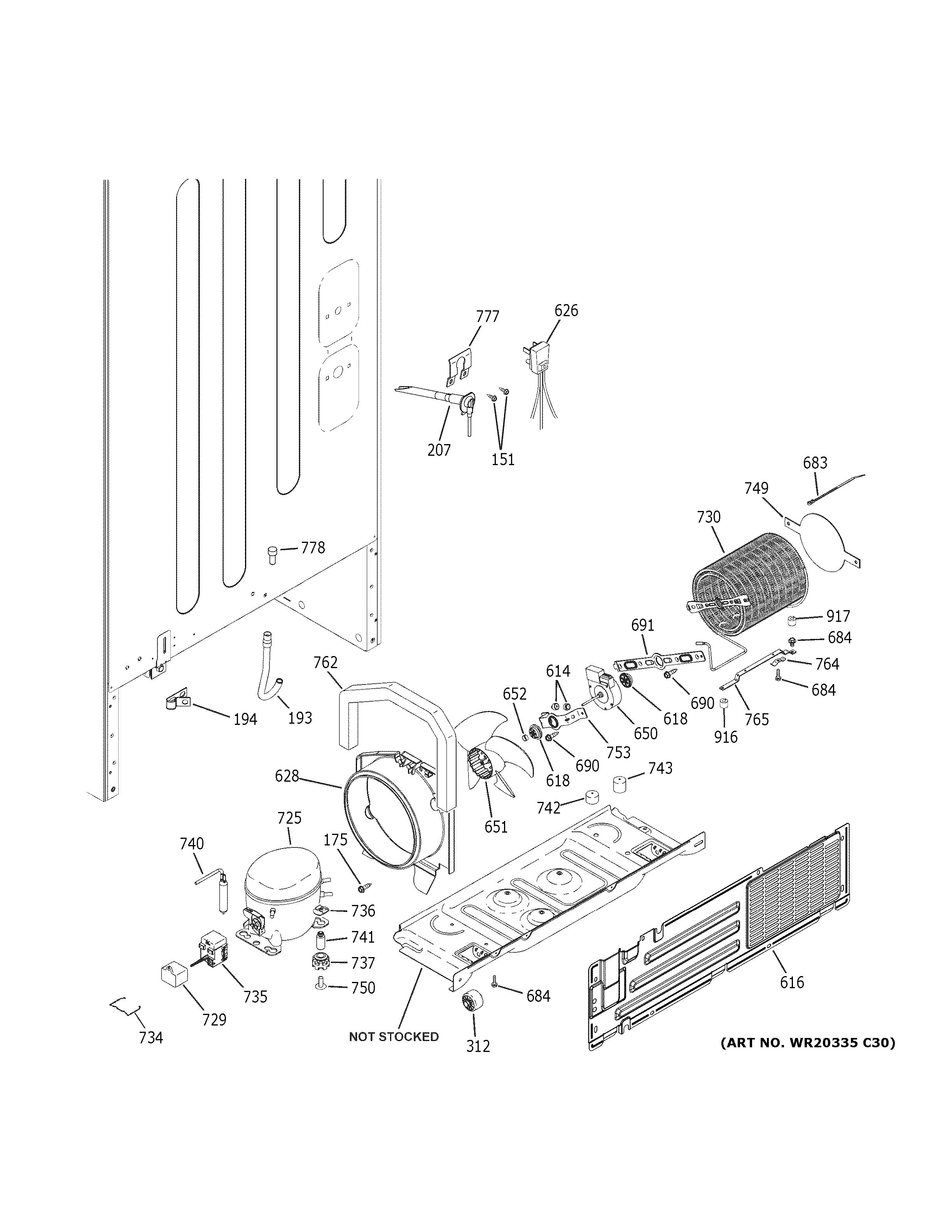 GE ABE20EGHBRBS machine compartment diagram