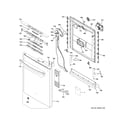 GE DDT595SFL4DS escutcheon & door assembly diagram