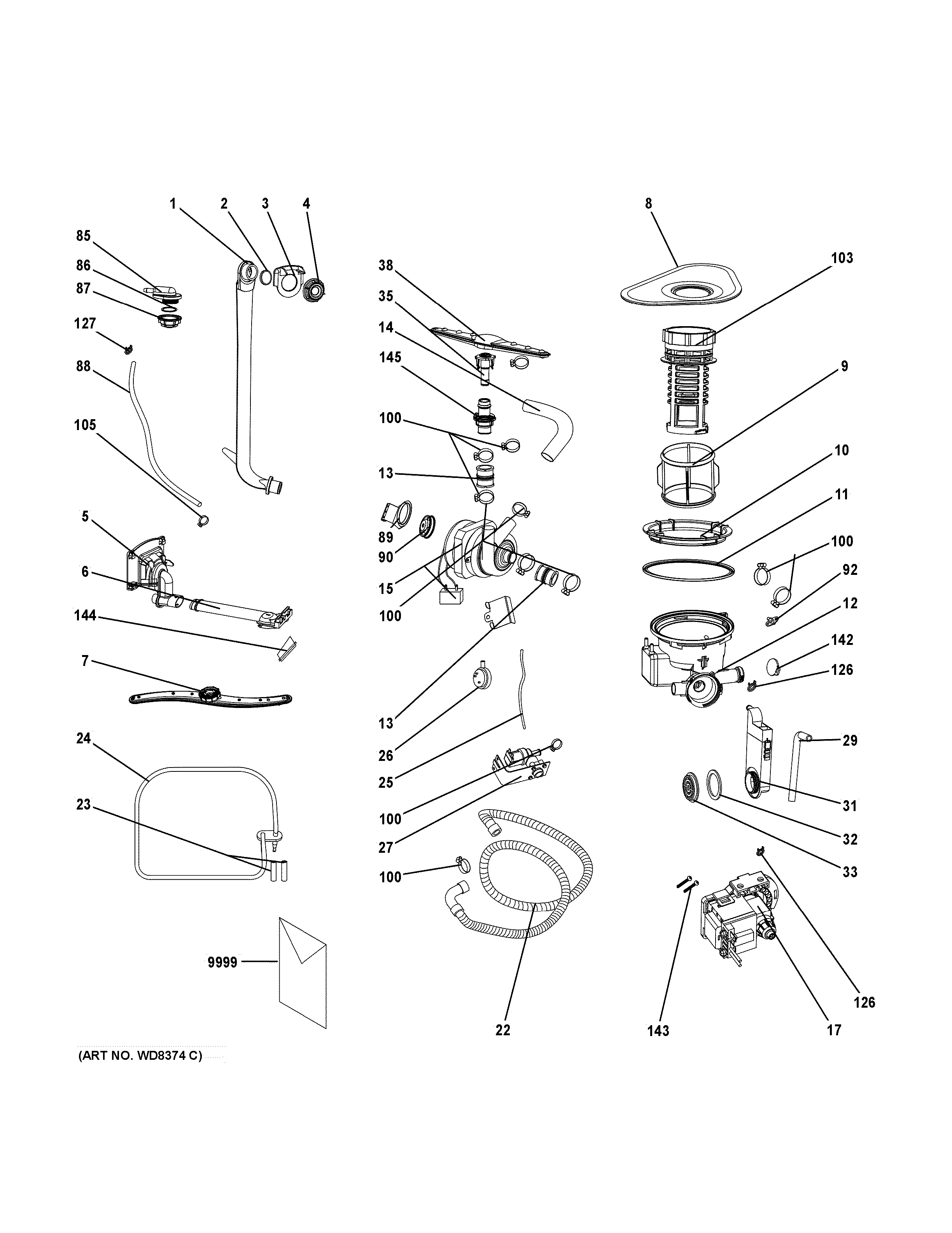 GE GLDT696J00SS motor-pump mechanism diagram