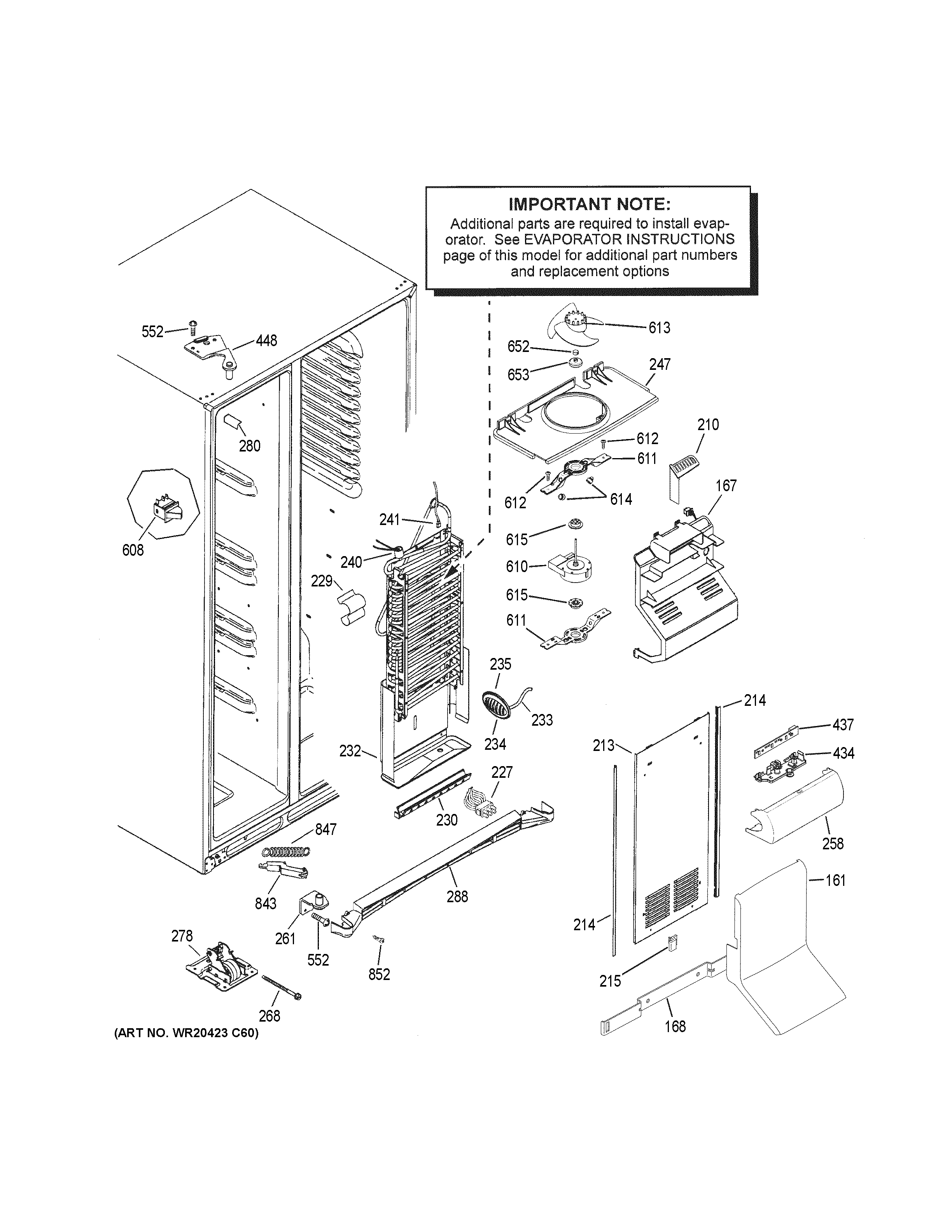 GE GSE25HBLKHTS freezer section diagram