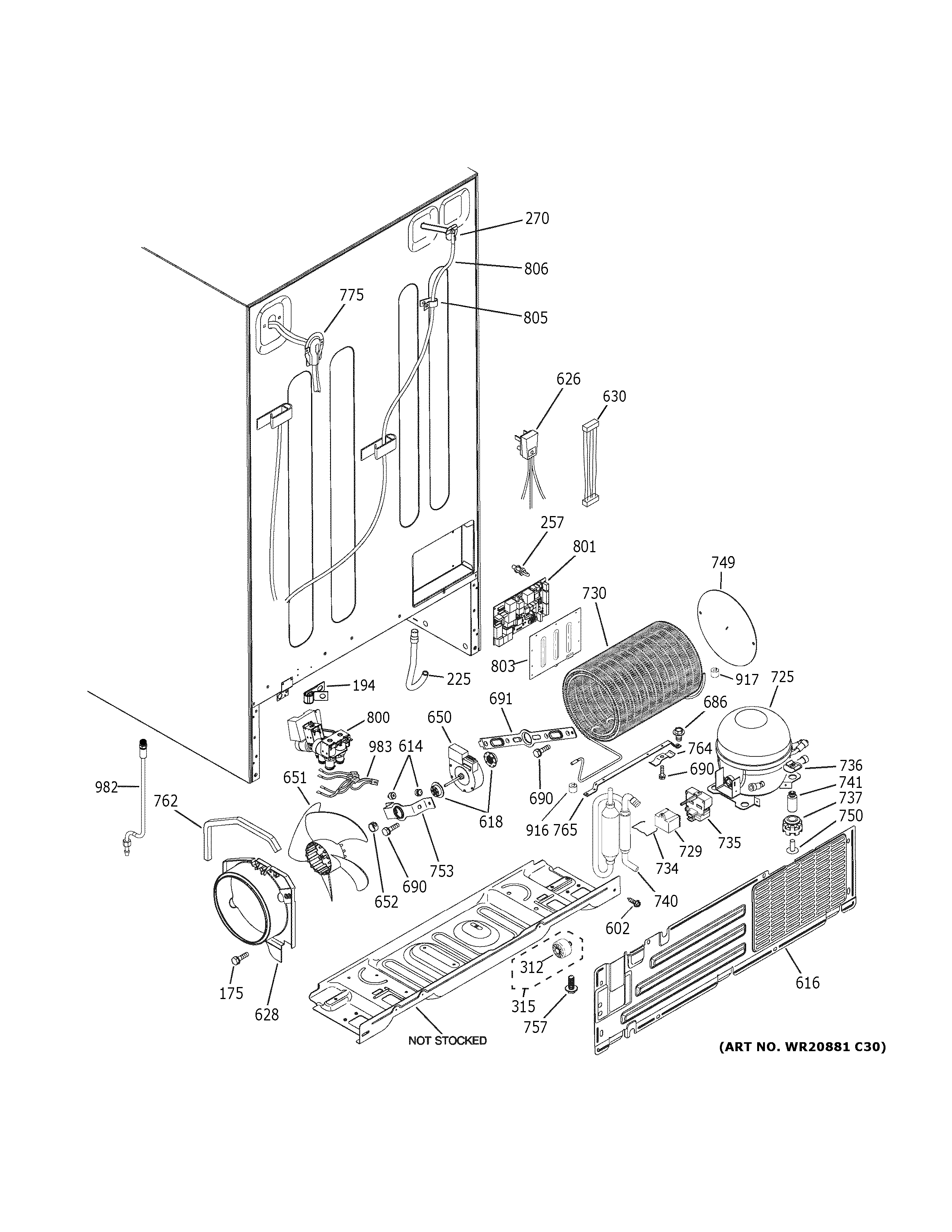 GE GSE25HBLKHTS machine compartment diagram