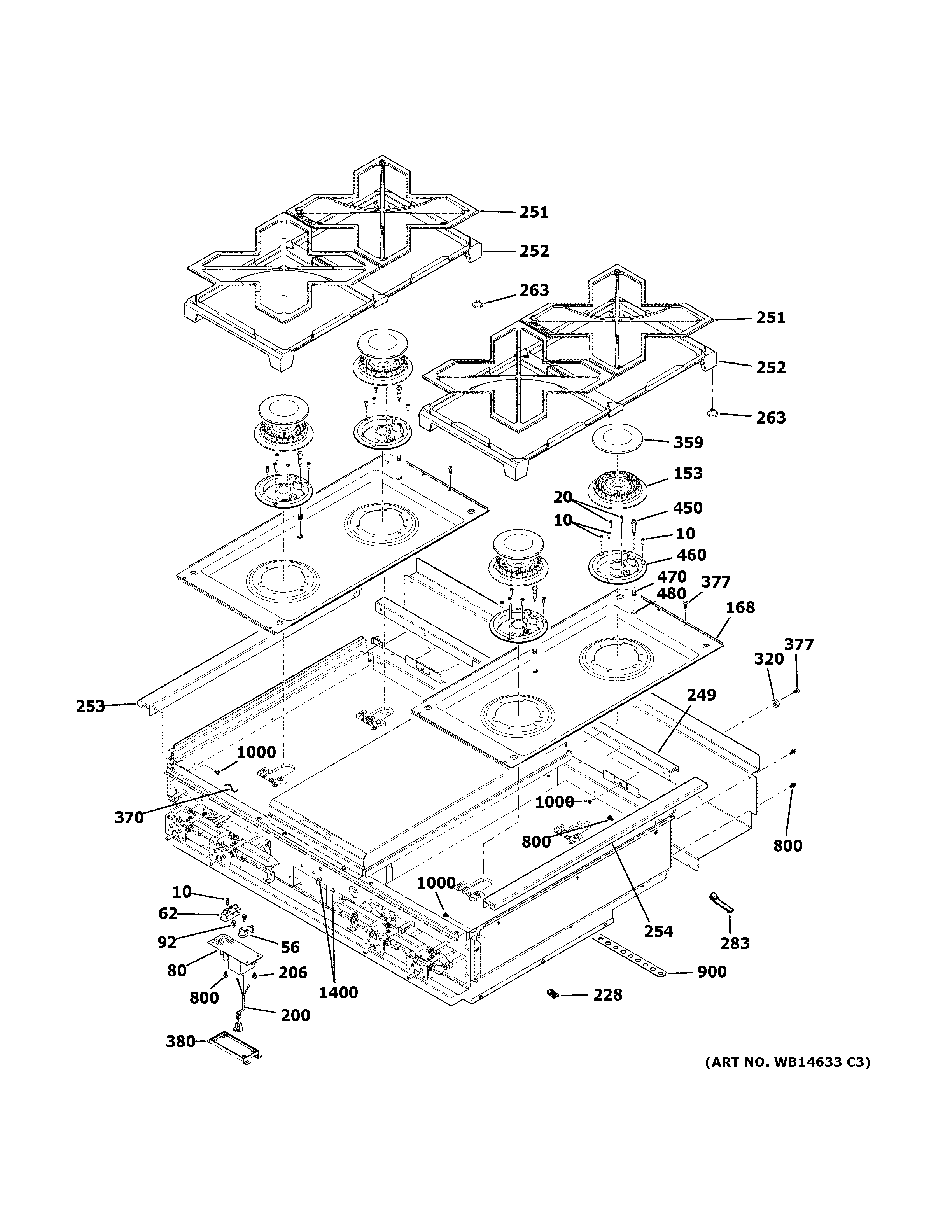 GE ZGU364LDP3SS cooktop diagram