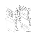 GE CDT725SSF0SS escutcheon & door assembly diagram