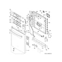 GE DDT575SMF0ES escutcheon & door assembly diagram