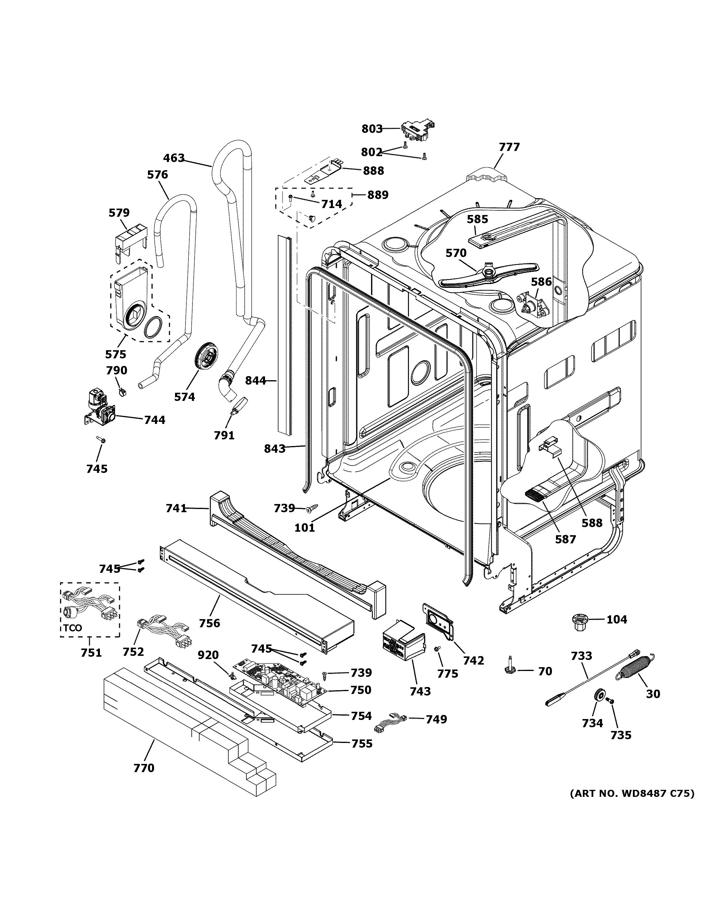 GE GDF570SGF0BB body parts diagram