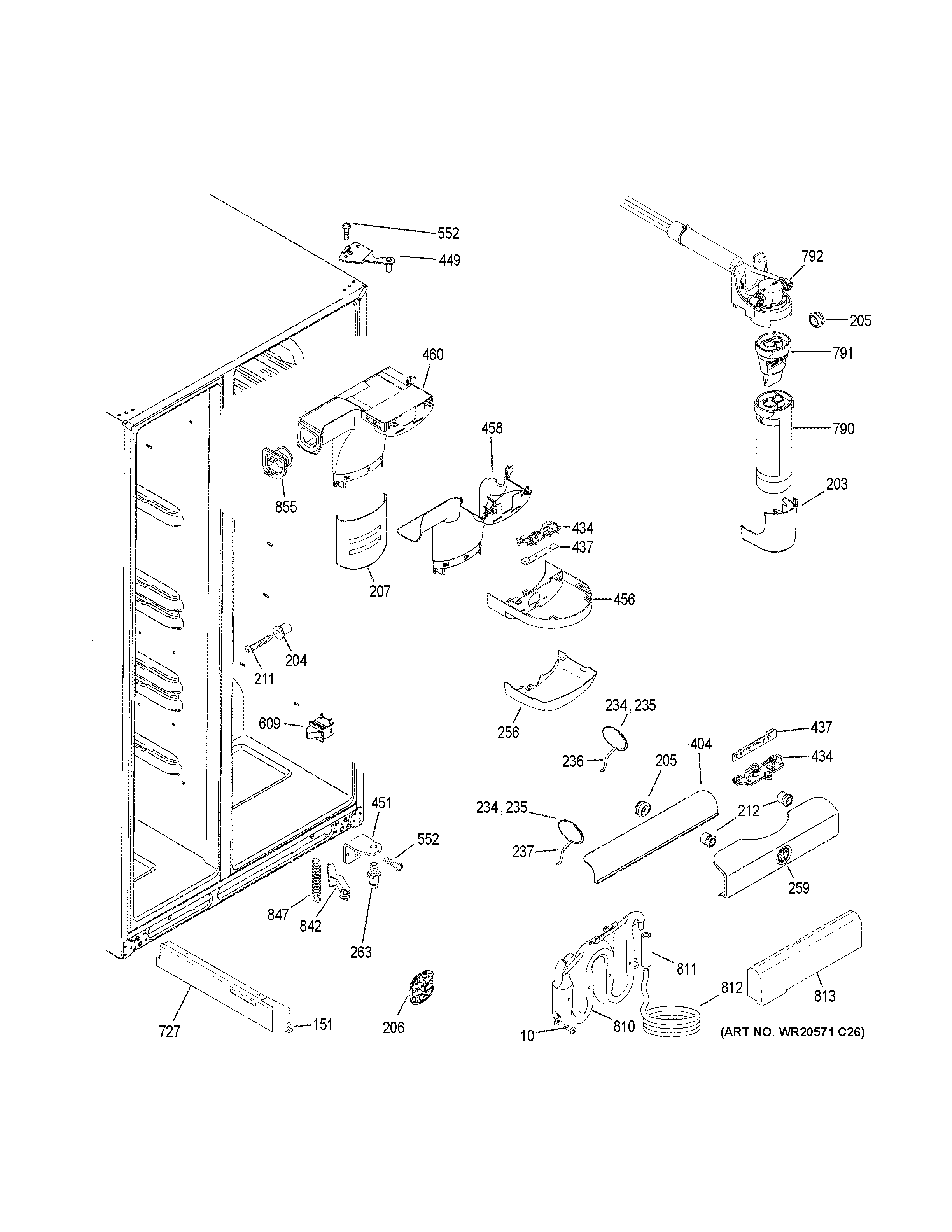 GE GSE25HGHKHBB fresh food section diagram