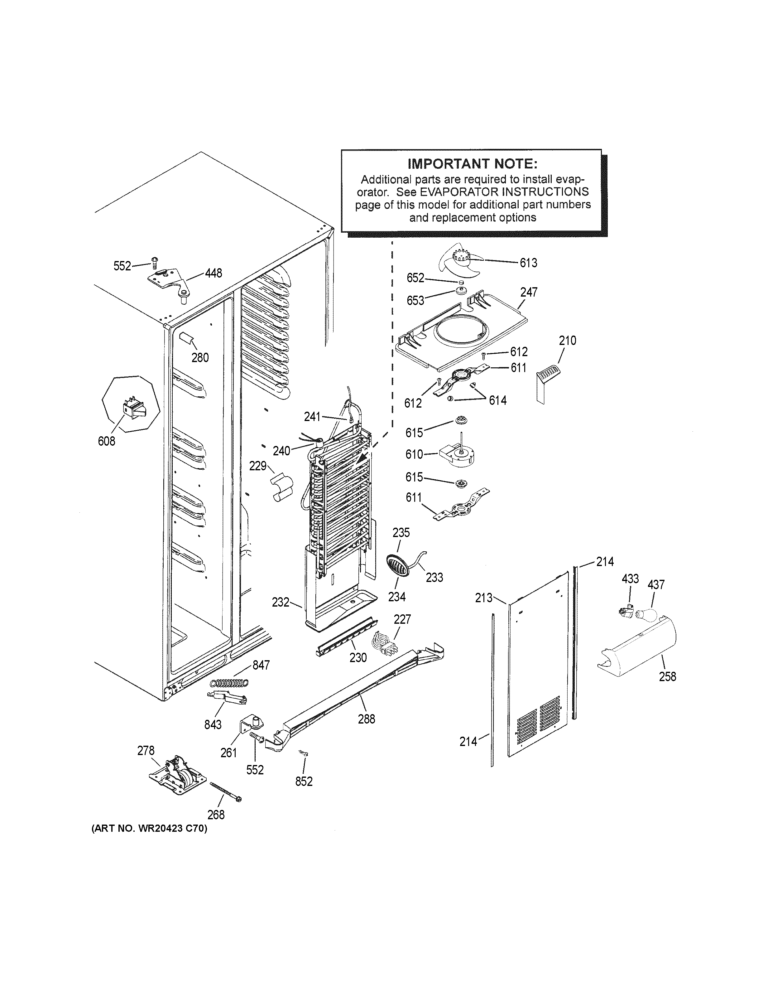 GE GSS25CGHKCBB freezer section diagram